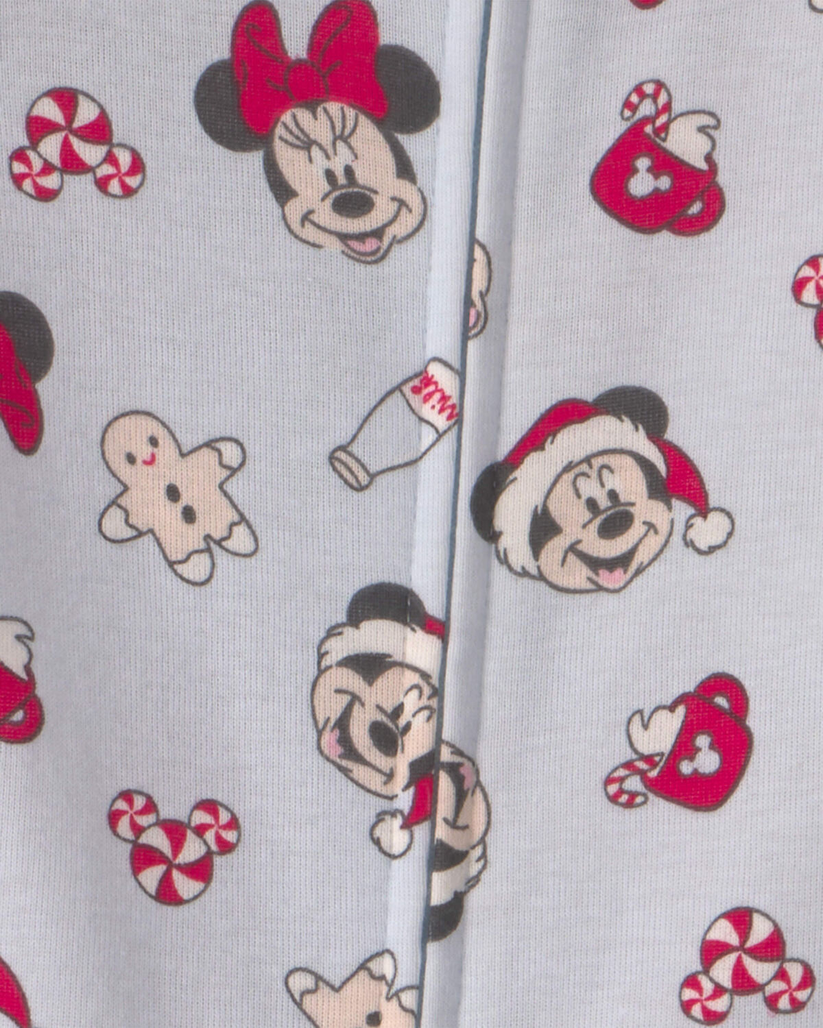 Baby 1-Piece Disney Mickey Mouse Christmas 100% Cotton Snug Fit Footed Pajama - Blue - Image 4