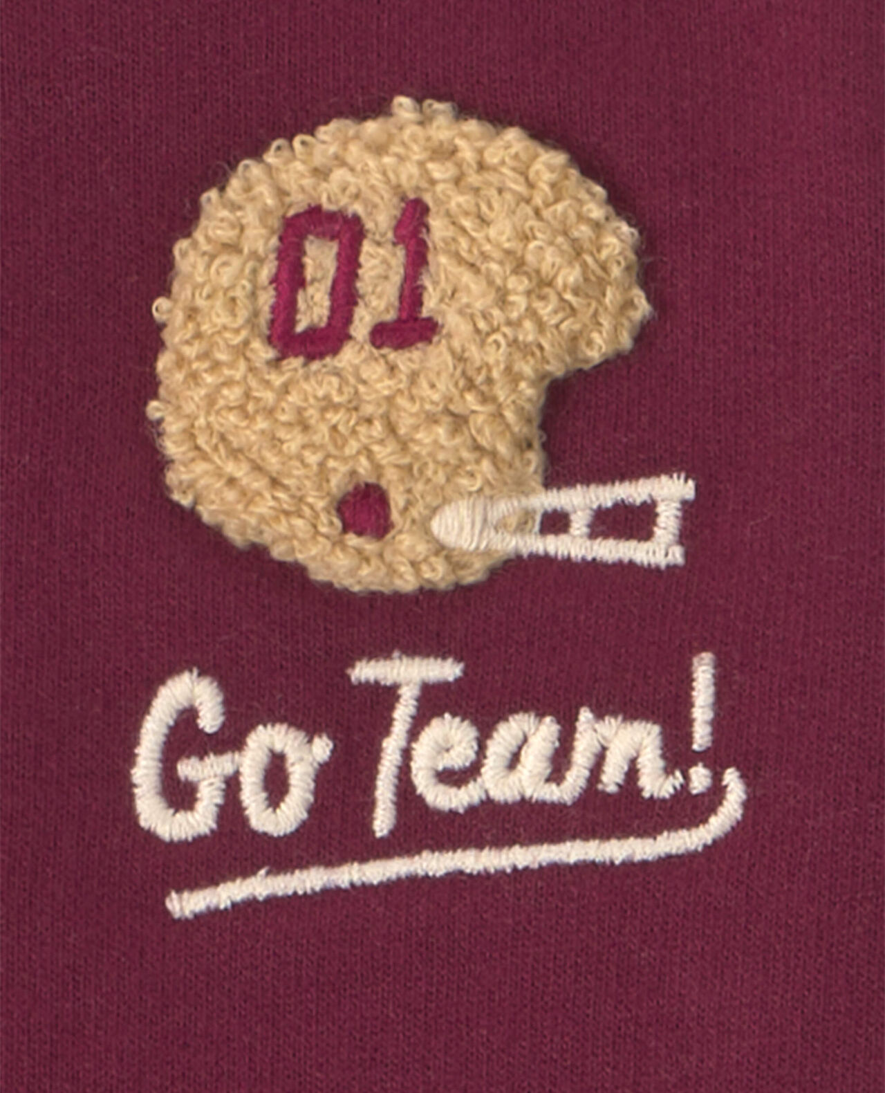 Baby Boy 3-Piece 'Go Team' Football French Terry Layering Set - Maroon - Image 7