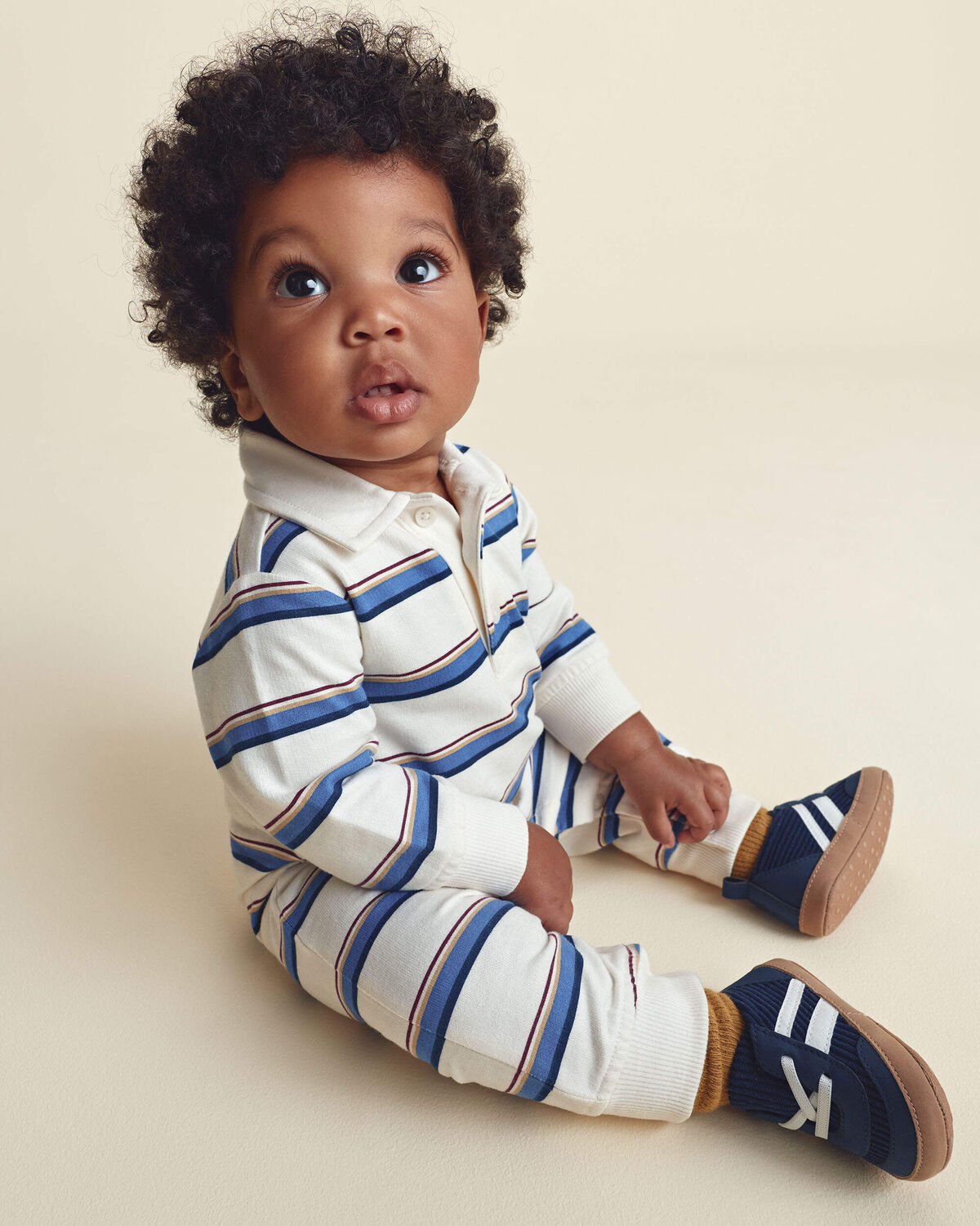 Baby Boy Striped Sneakers - Navy Blue - Image 2