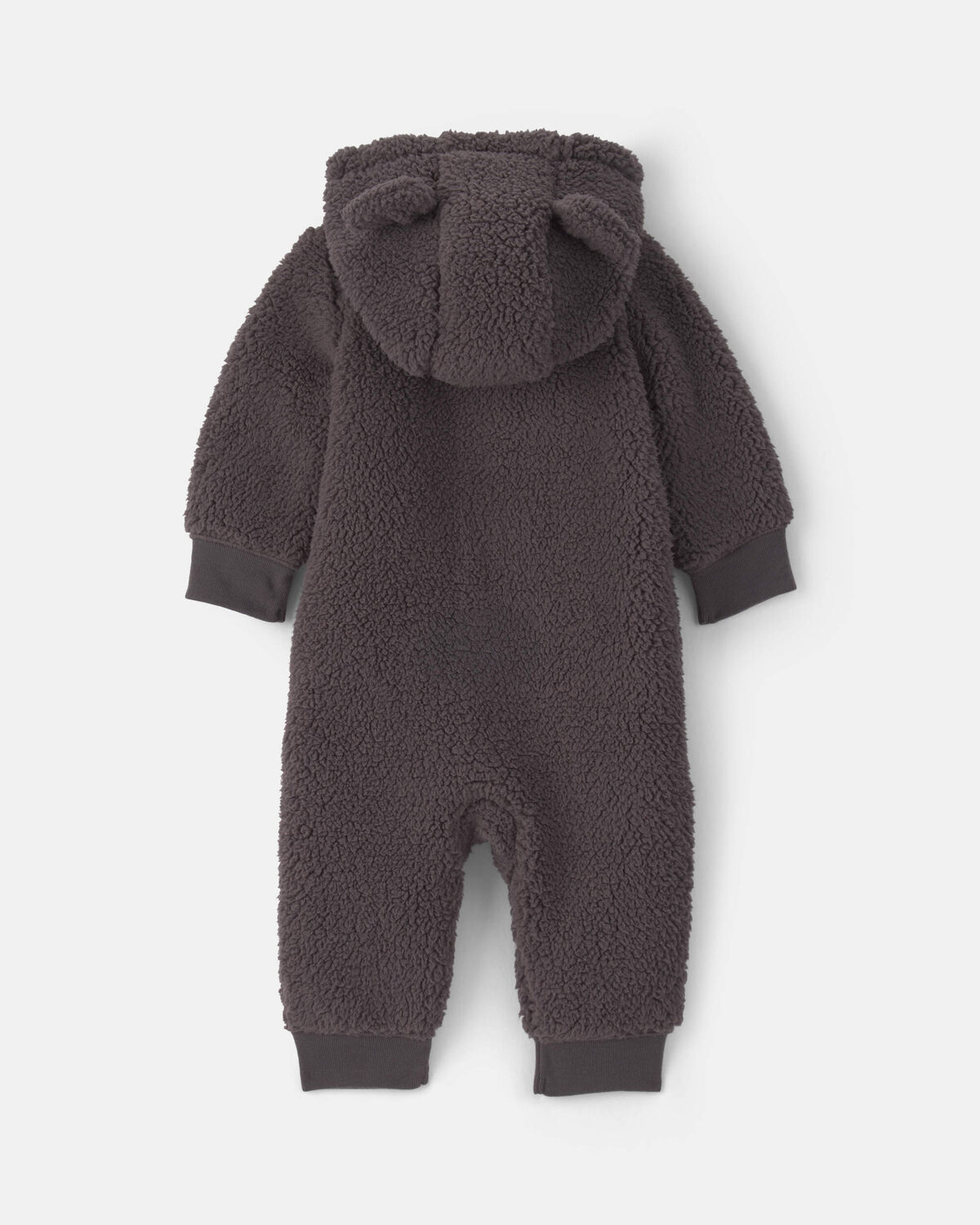Baby Boy Dog Teddy Fleece Long-Sleeve Jumpsuit - Grey - Image 2