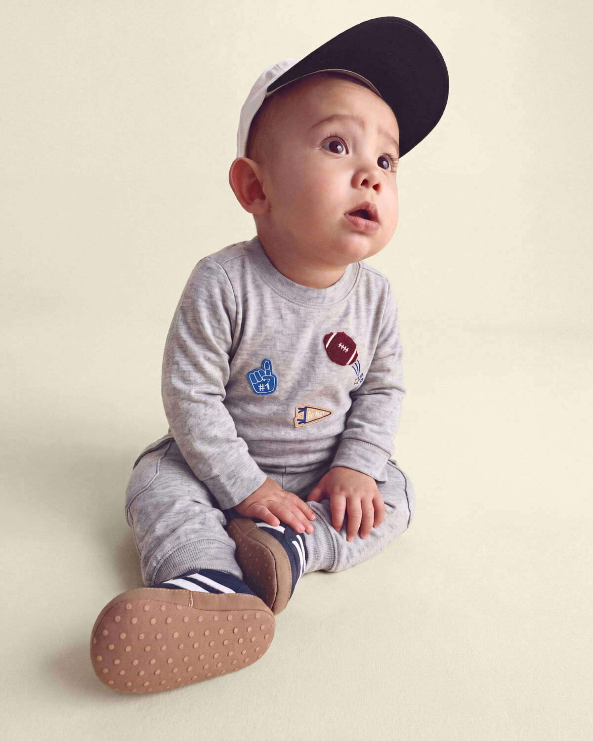Baby Boy 2-Piece Varsity Long-Sleeve Bodysuit & Pant Set - Grey - Image 6