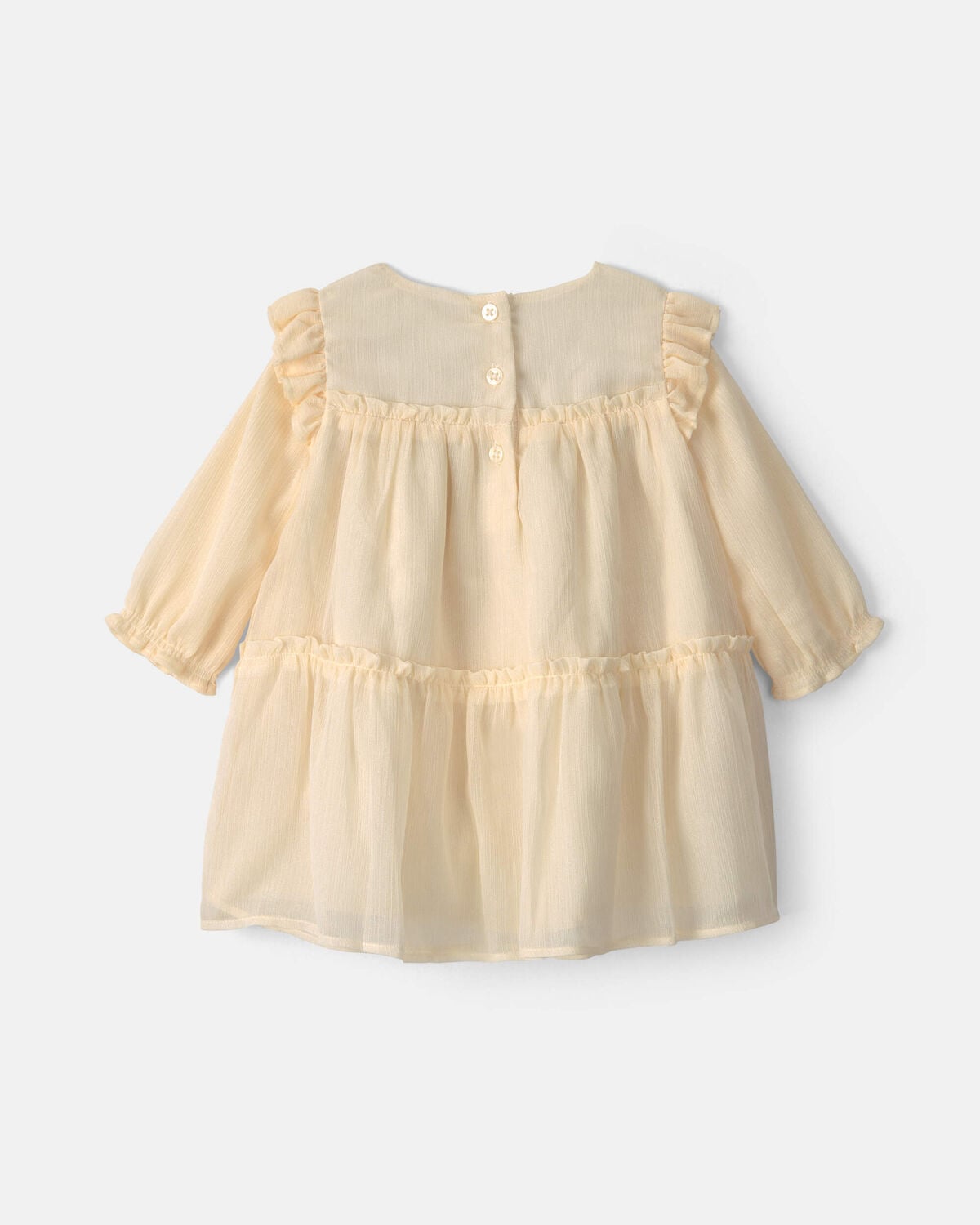 Baby Girl Shimmer Long-Sleeve Dress - Cream - Image 2