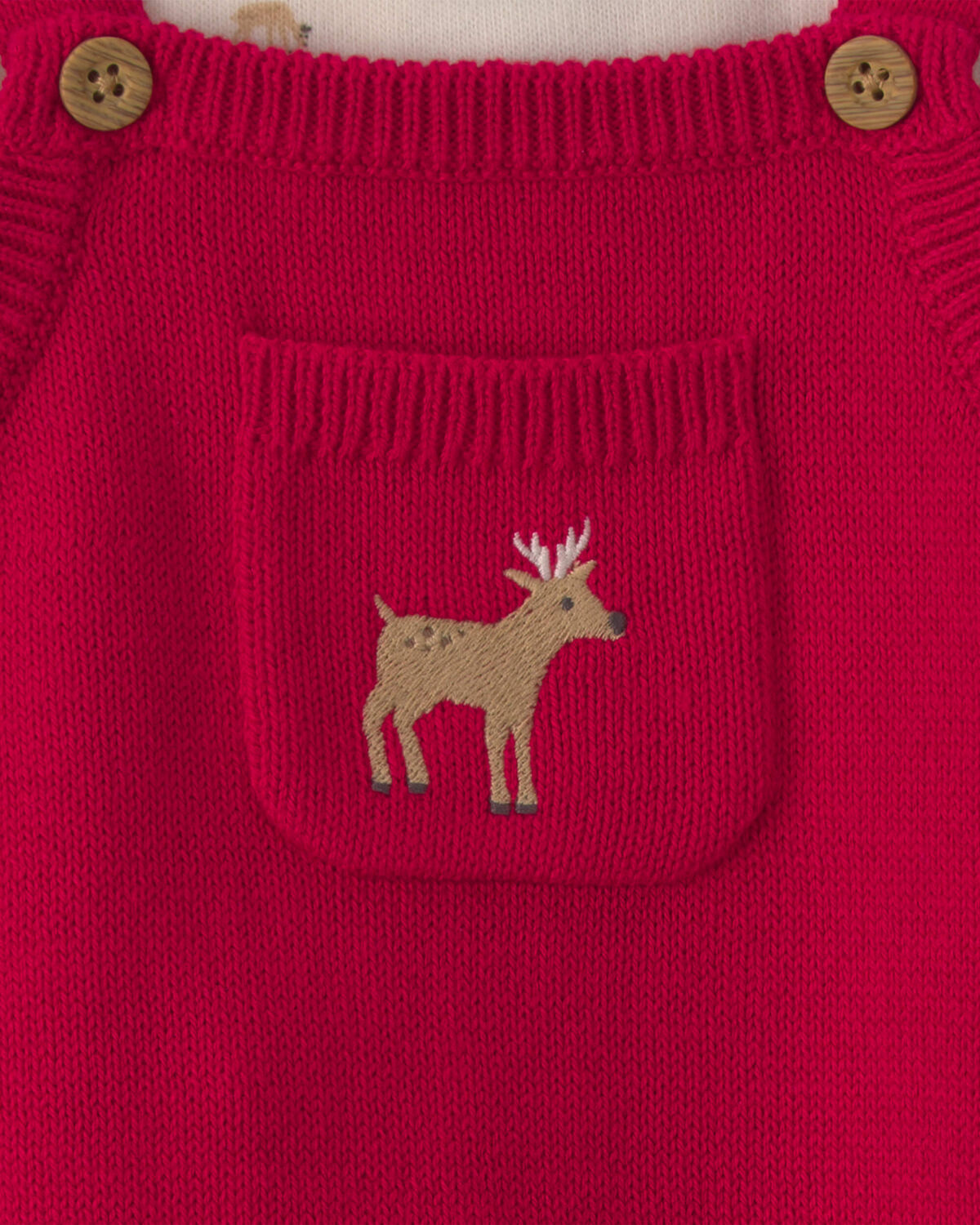 Baby Boy 2-Piece Reindeer Long-Sleeve Sweater Overall Set - Red/Cream - Image 4