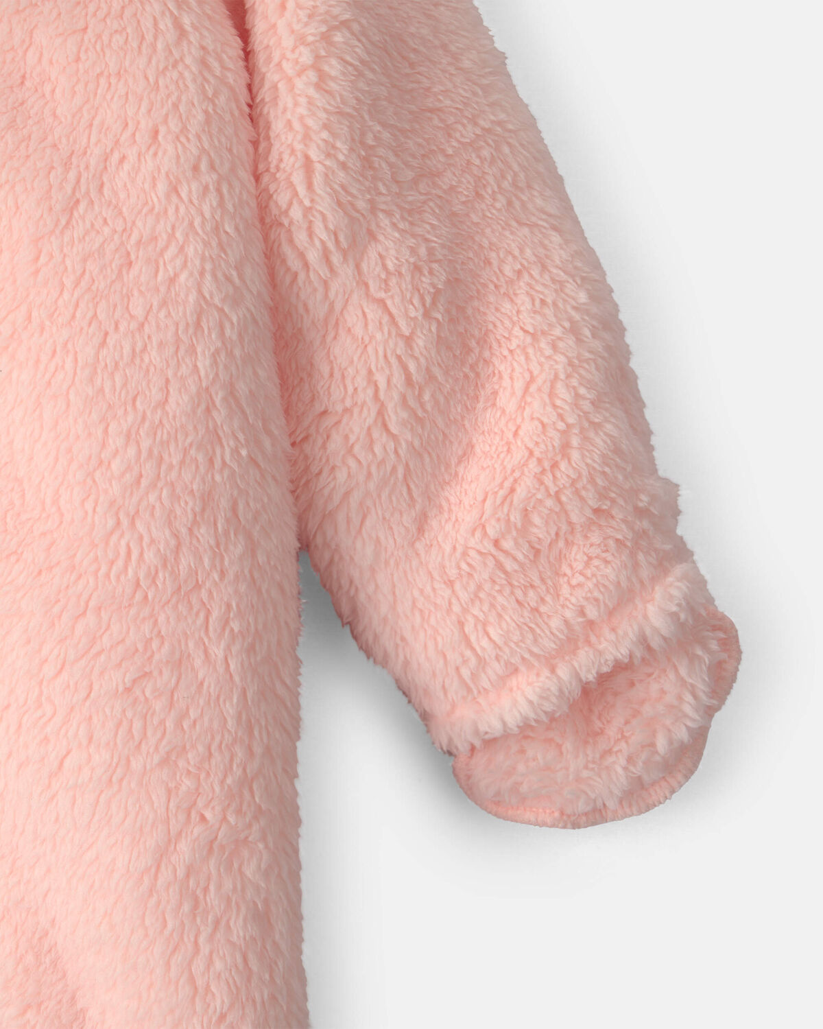 Baby Girl Bear Teddy Fleece Long-Sleeve Jumpsuit - Pink - Image 3