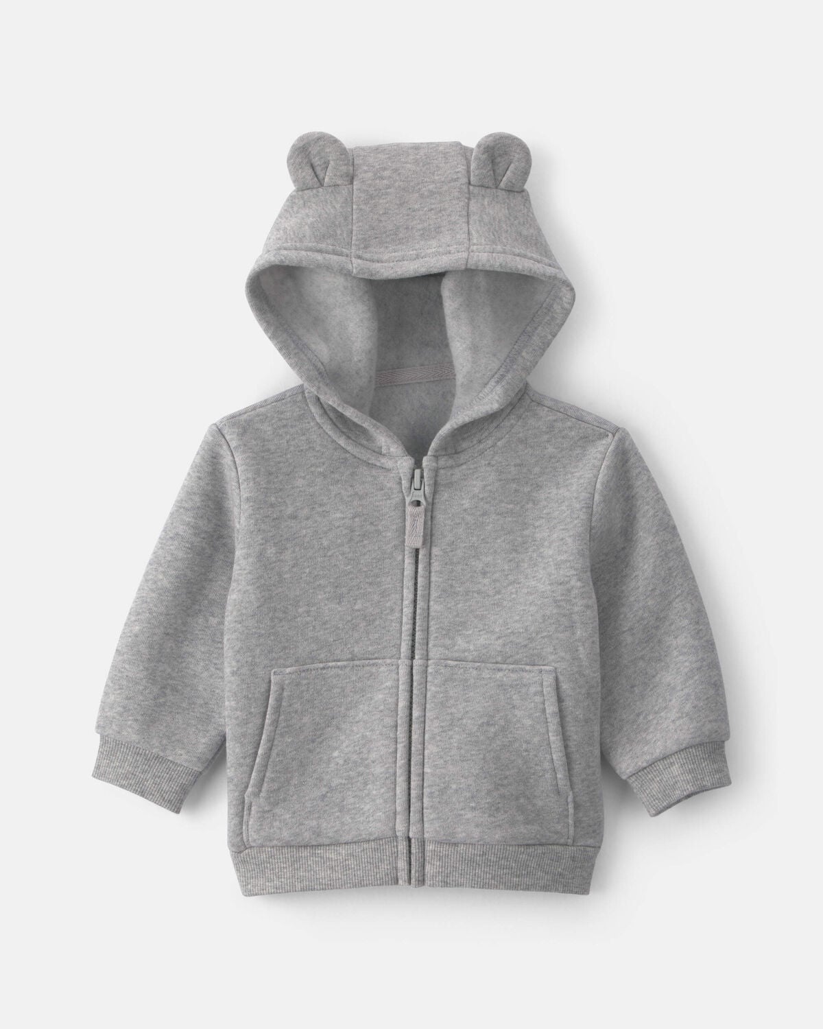 Baby Boy Bear Fleece Zip-Up Hoodie - Grey