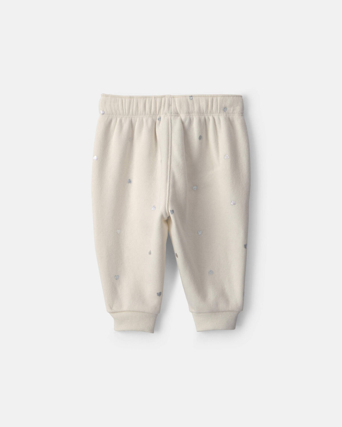 Baby Girl Metallic Heart Fleece Pants - Cream - Image 2