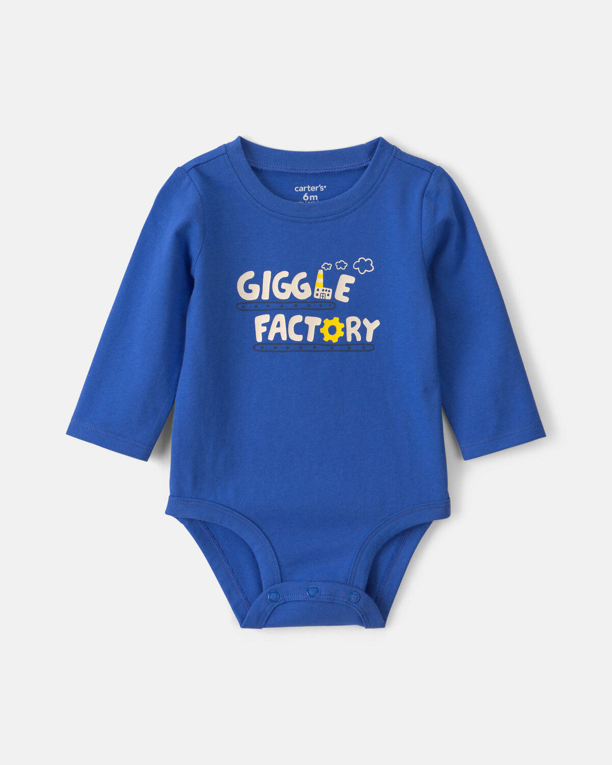 Baby Boy 'Giggle Factory' Long-Sleeve Graphic Bodysuit - Blue