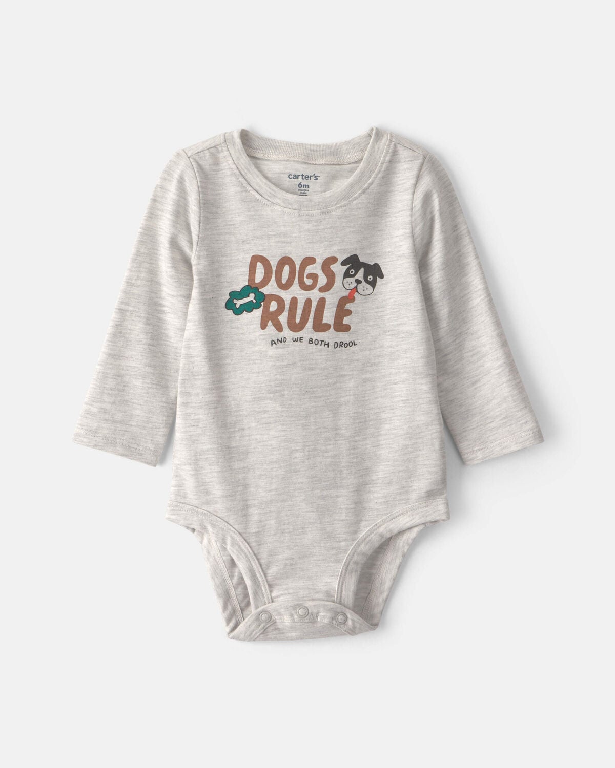 Baby 'Dogs Rule' Long-Sleeve Graphic Bodysuit - Grey