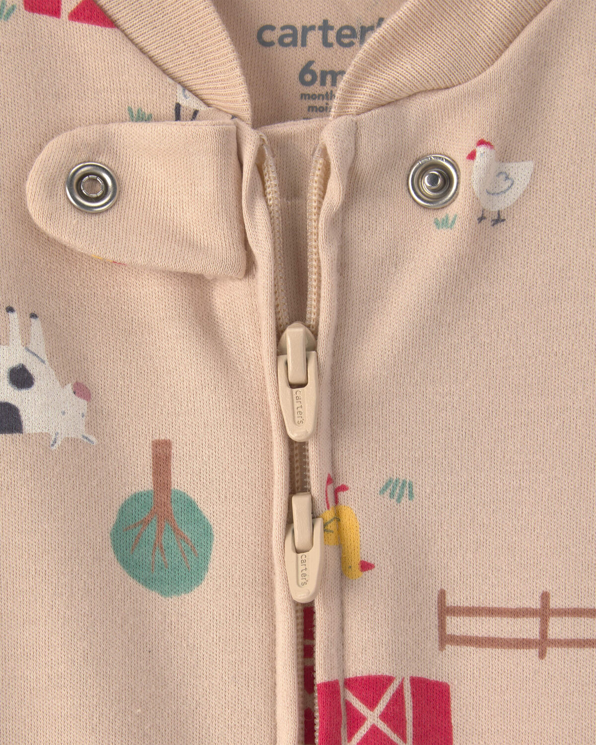 Baby Farm 100% Cotton 2-Way Zip Sleep & Play Pajamas - Beige - Image 3