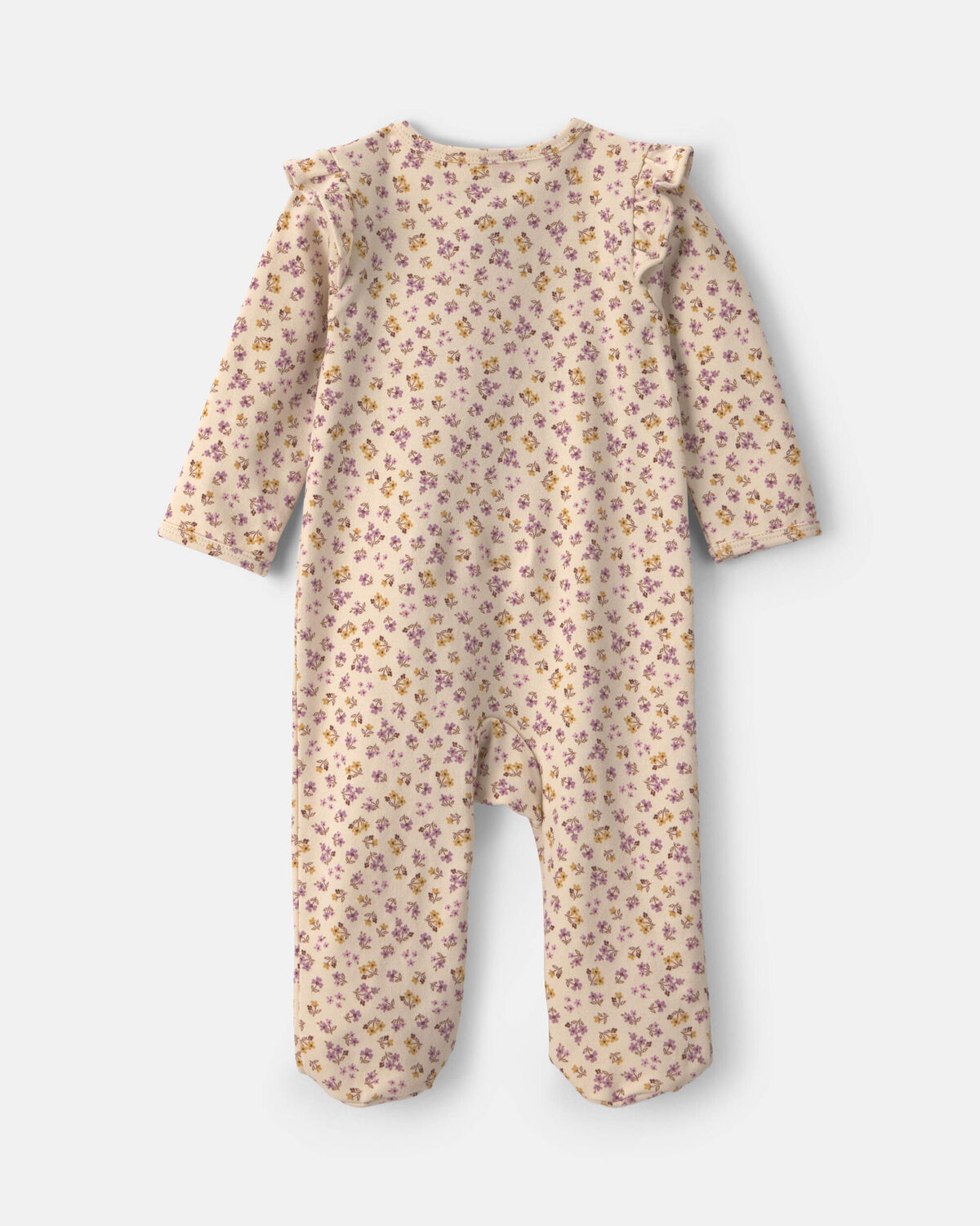Baby Girl Floral 100% Cotton 2-Way Zip Sleep & Play Pajamas - Cream - Image 2