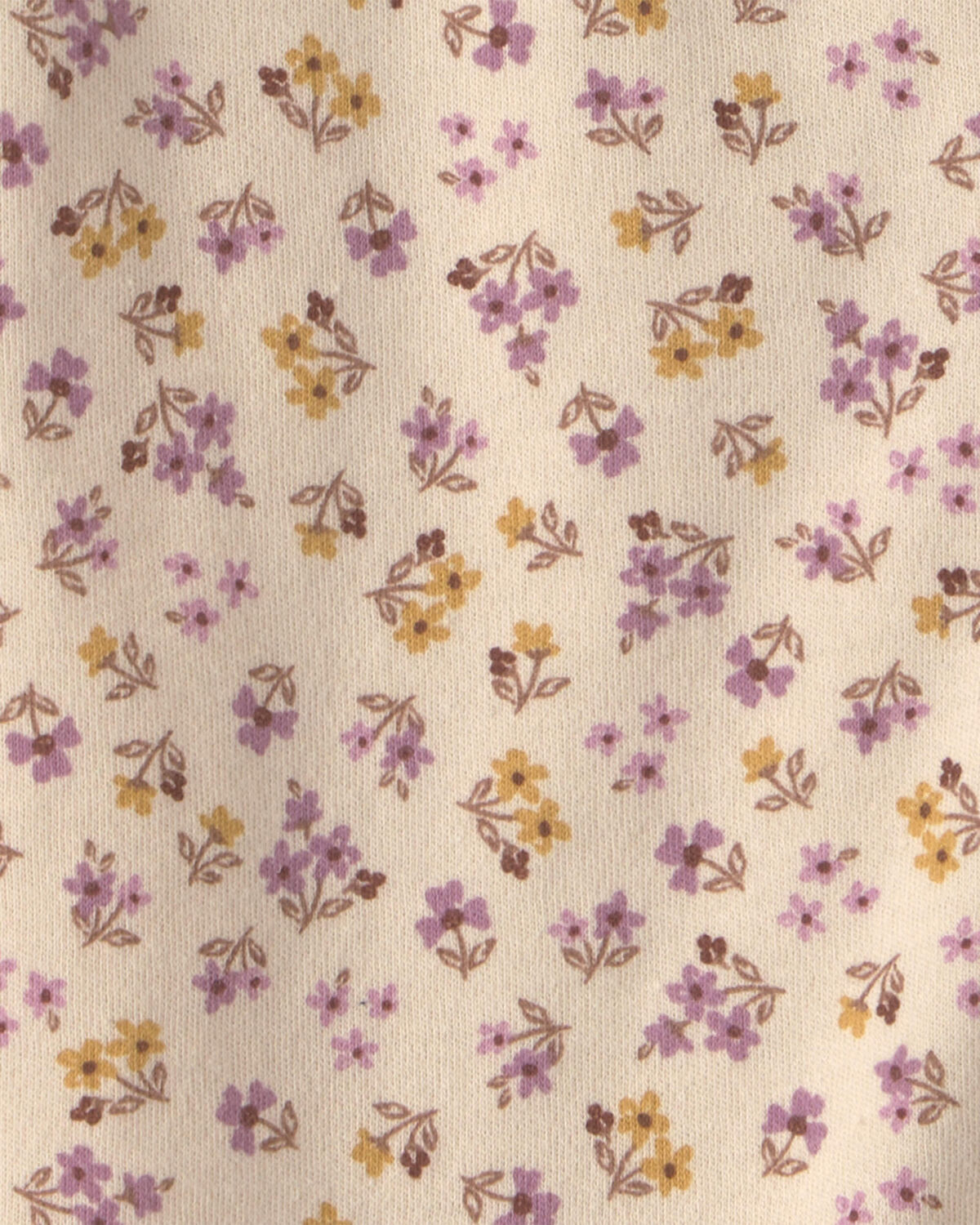 Baby Girl Floral 100% Cotton 2-Way Zip Sleep & Play Pajamas - Cream - Image 4