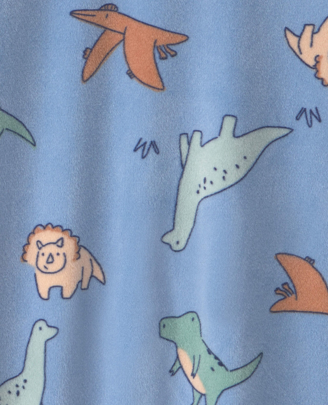 Baby Boy Dinosaur 2-Way Zip DreamPlush Sleep & Play Pajamas - Blue - Image 5