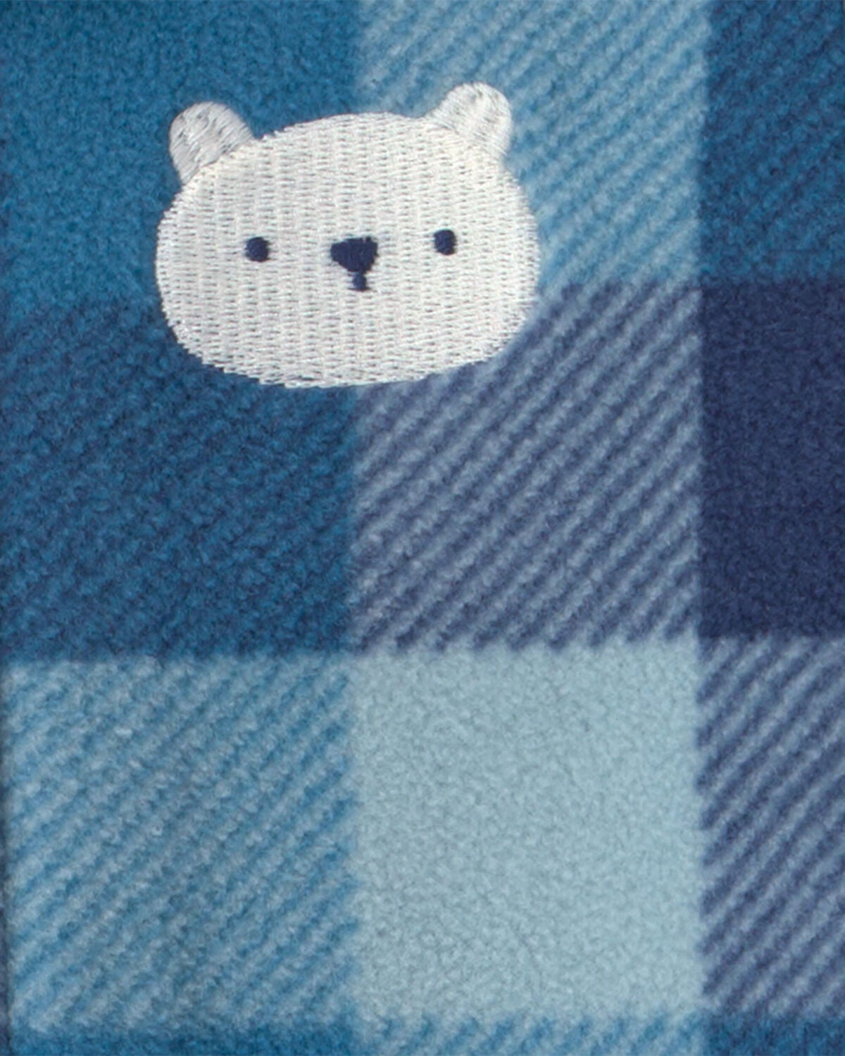 Baby Boy Bear Plaid Fleece 2-Way Zip Sleep & Play Pajamas - Blue - Image 5