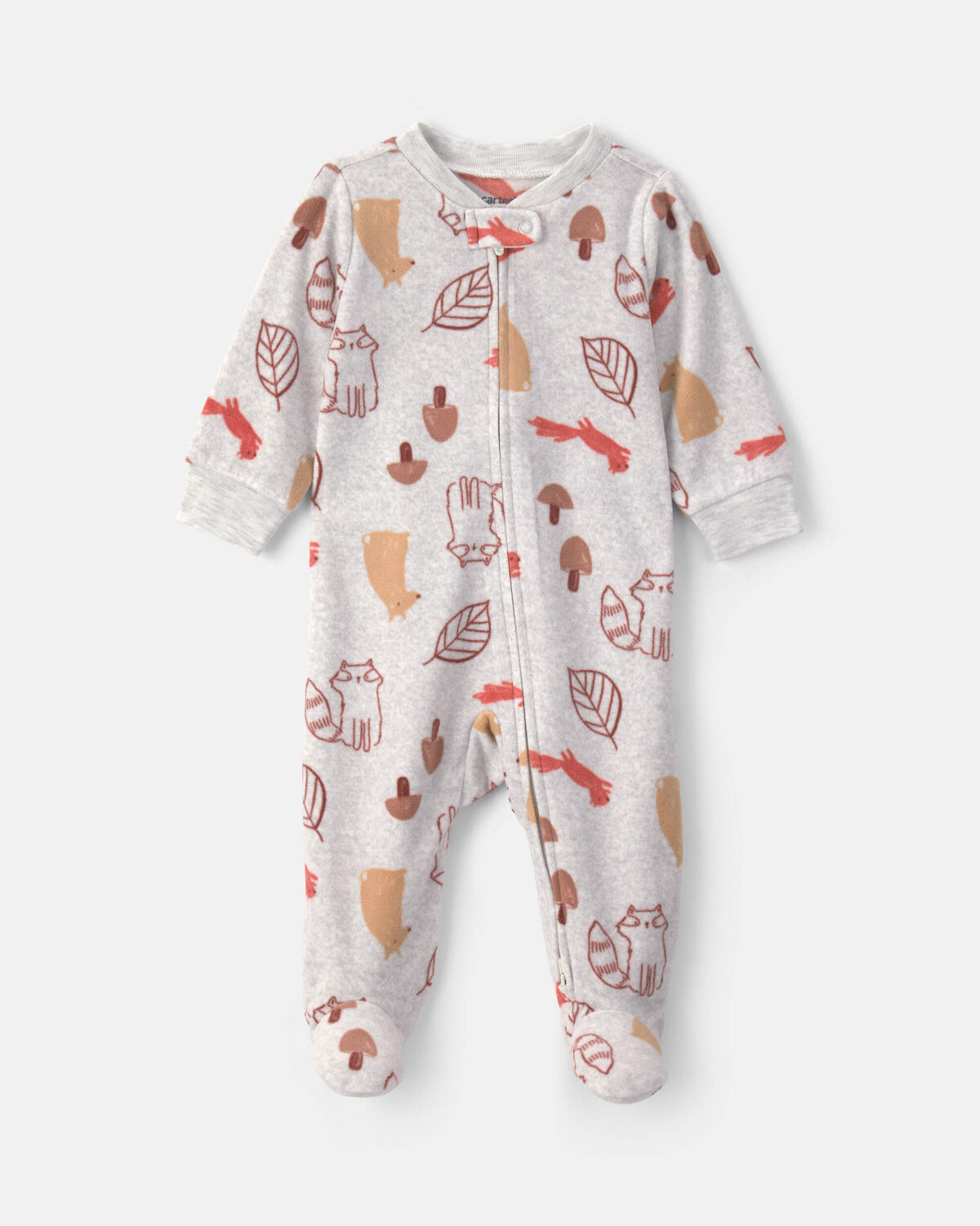 Baby Autumn Fleece 2-Way Zip Sleep & Play Pajamas - Grey