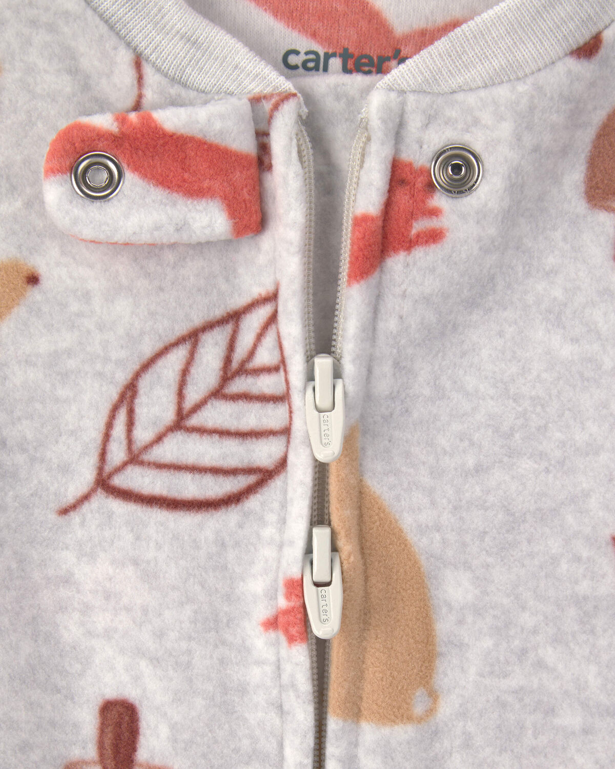 Baby Autumn Fleece 2-Way Zip Sleep & Play Pajamas - Grey - Image 3