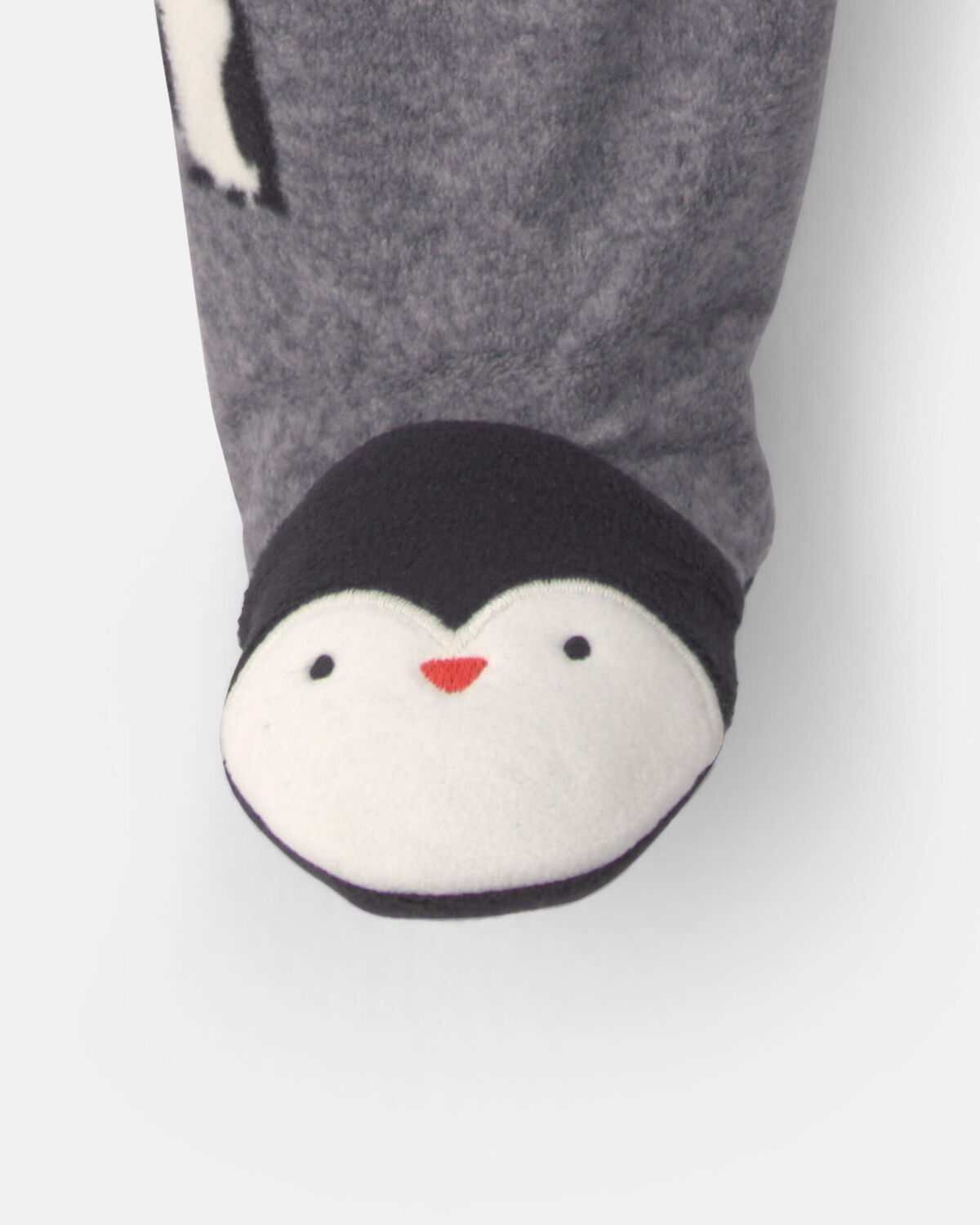 Baby Boy Penguin Fleece 2-Way Zip Sleep & Play Pajamas - Grey - Image 4