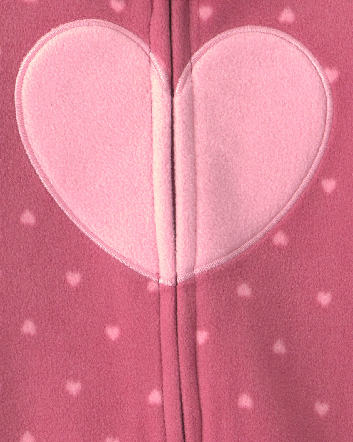 Baby Girl Heart Fleece 2-Way Zip Sleep & Play Pajamas - Pink - Image 3