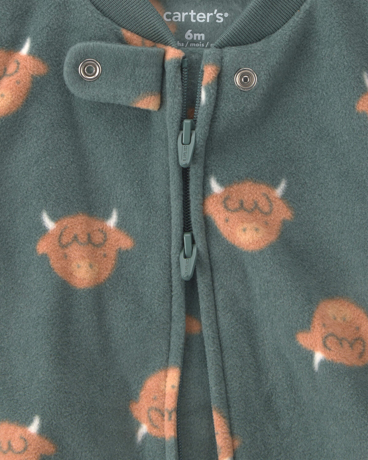 Baby Boy Farm Fleece 2-Way Zip Sleep & Play Pajamas - Green - Image 5