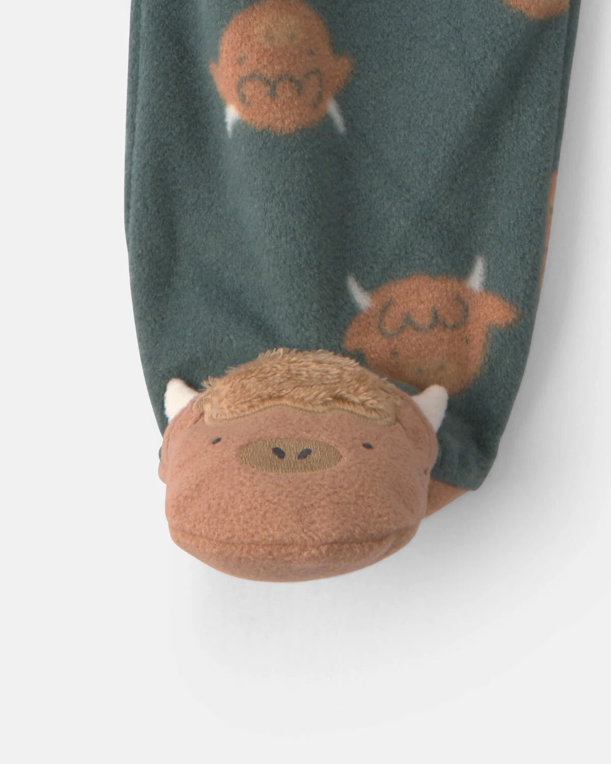 Baby Boy Farm Fleece 2-Way Zip Sleep & Play Pajamas - Green - Image 3