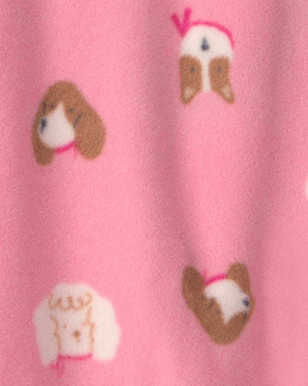 Baby Girl Dog Fleece 2-Way Zip Sleep & Play Pajamas - Pink - Image 4