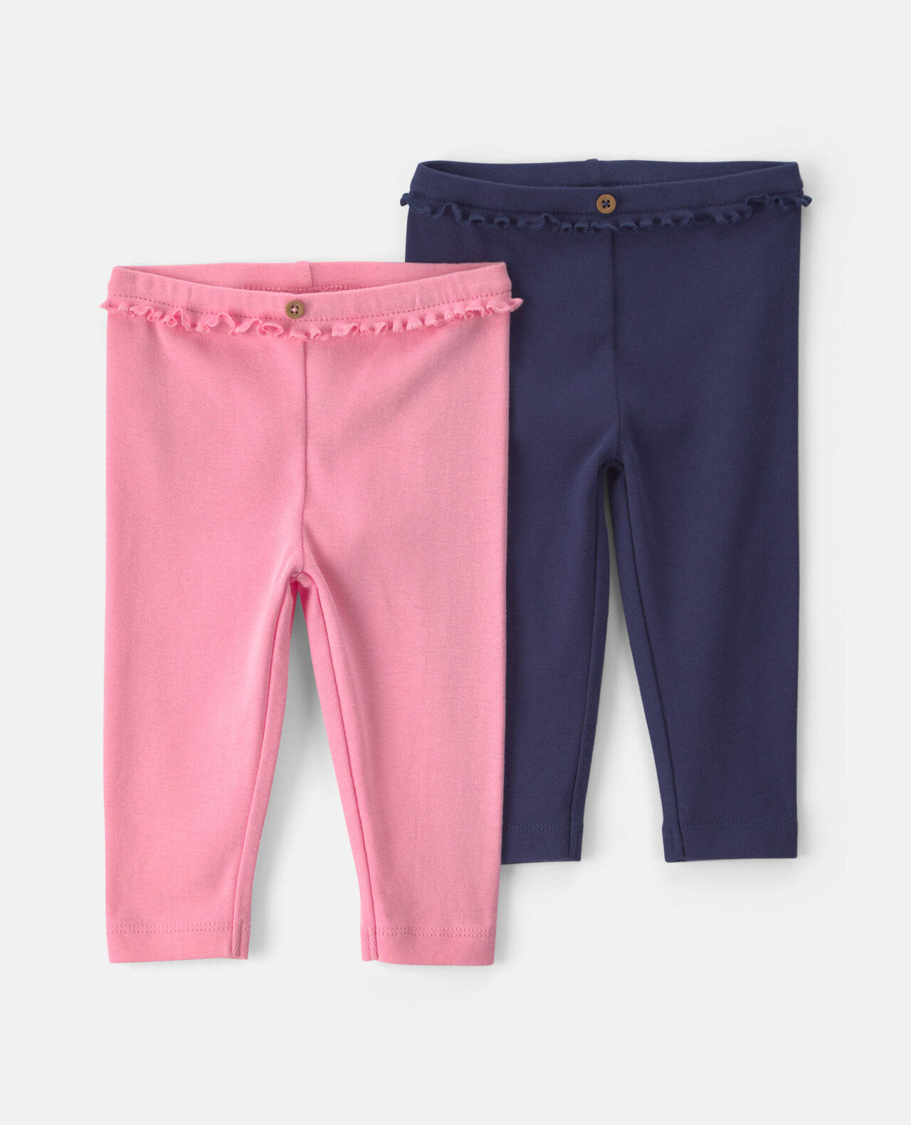 Baby Girl 2-Pack Cotton Pull-On Pants - Pink/Navy Blue - Image 3
