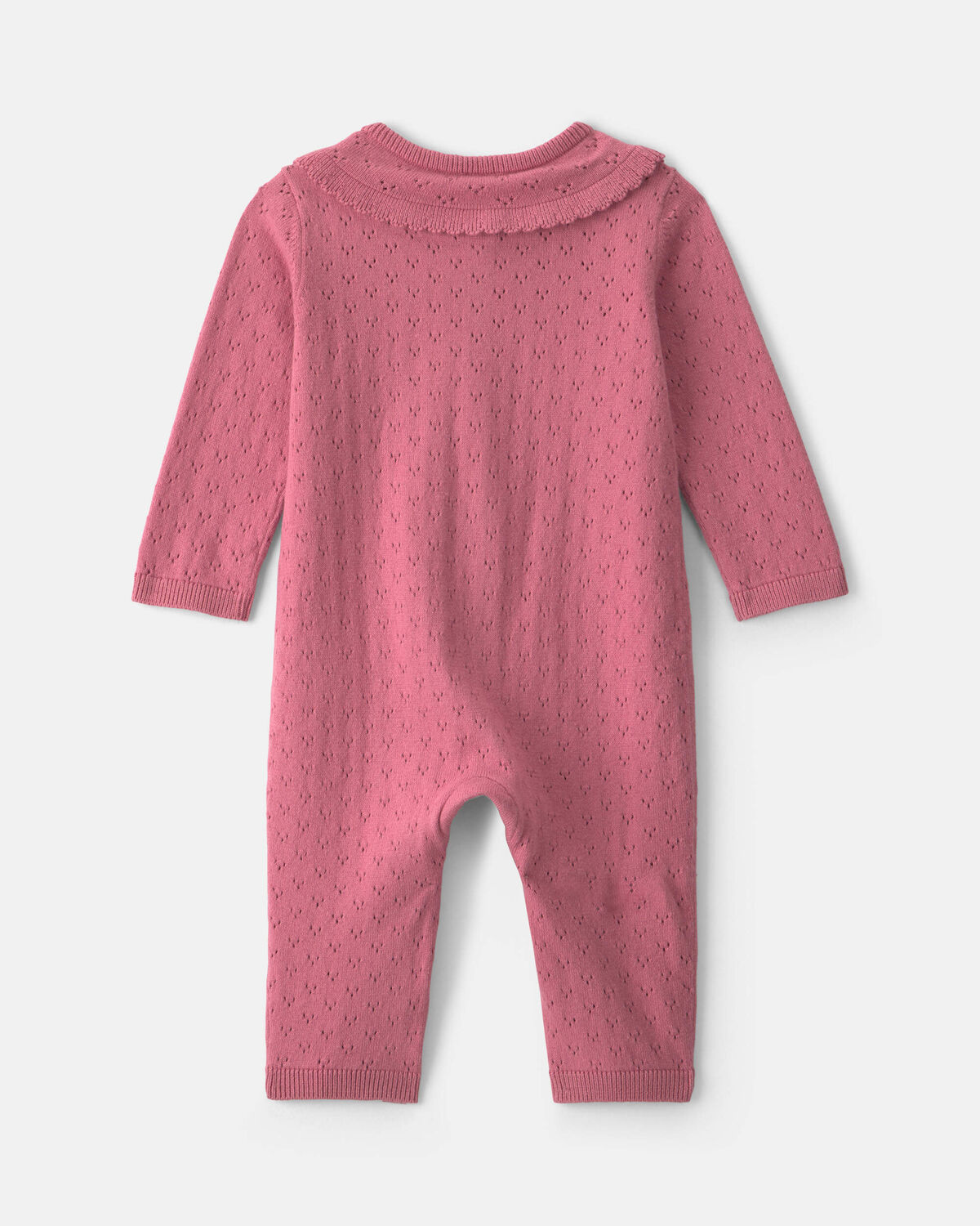 Baby Girl Pointelle Long-Sleeve Jumpsuit - Pink - Image 2