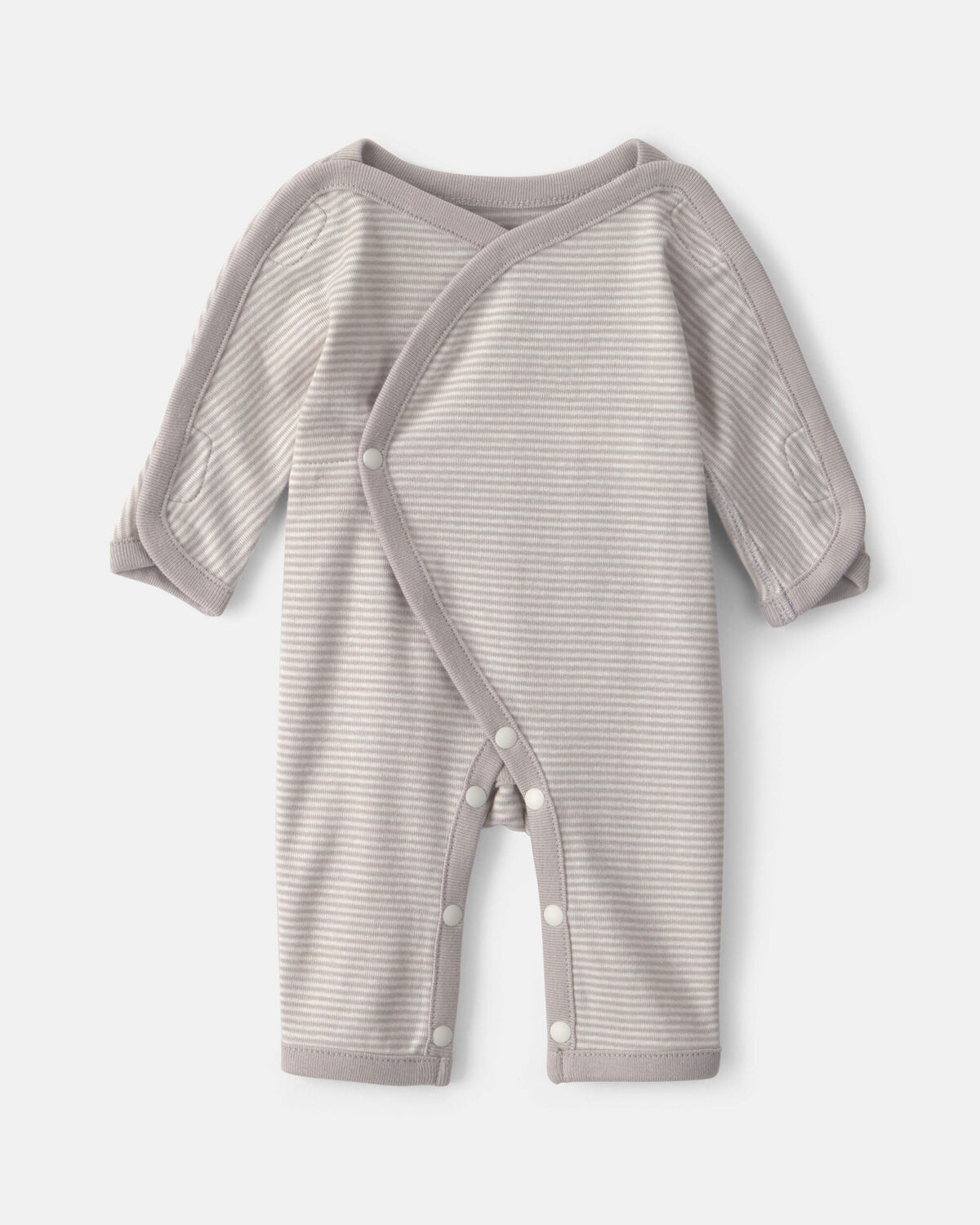 Baby Striped 100% Cotton Sleep & Play Pajama - Grey