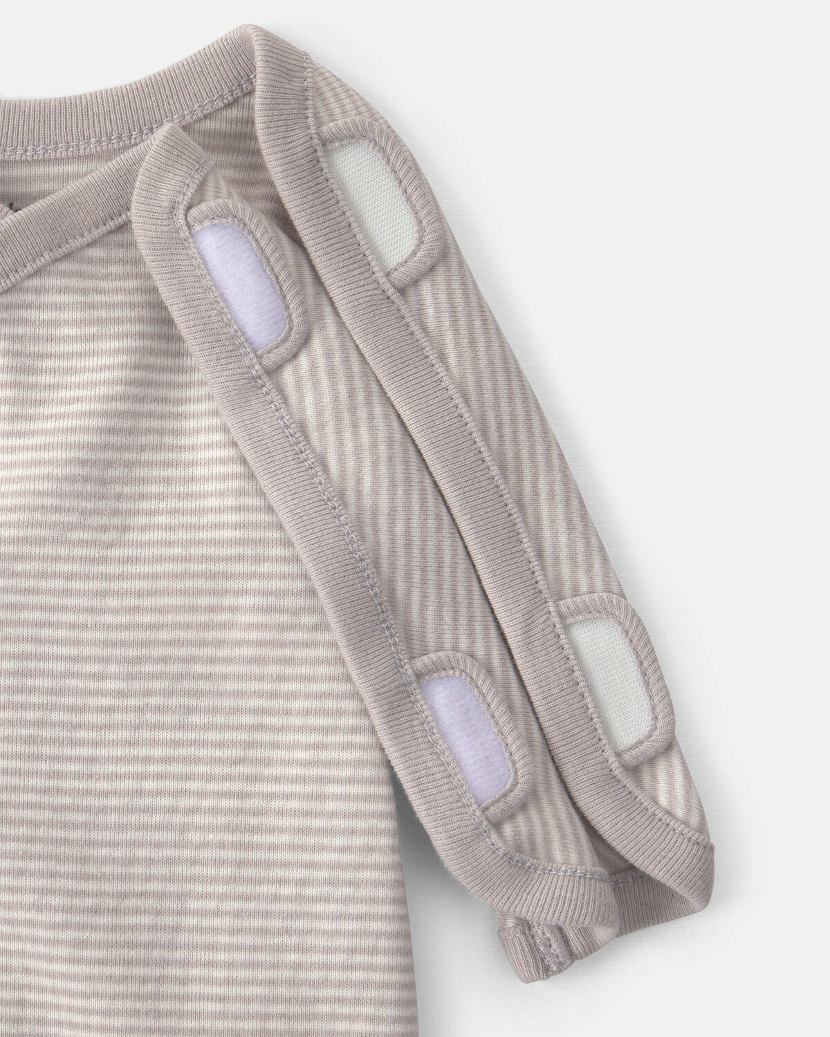 Baby Striped 100% Cotton Sleep & Play Pajama - Grey - Image 2