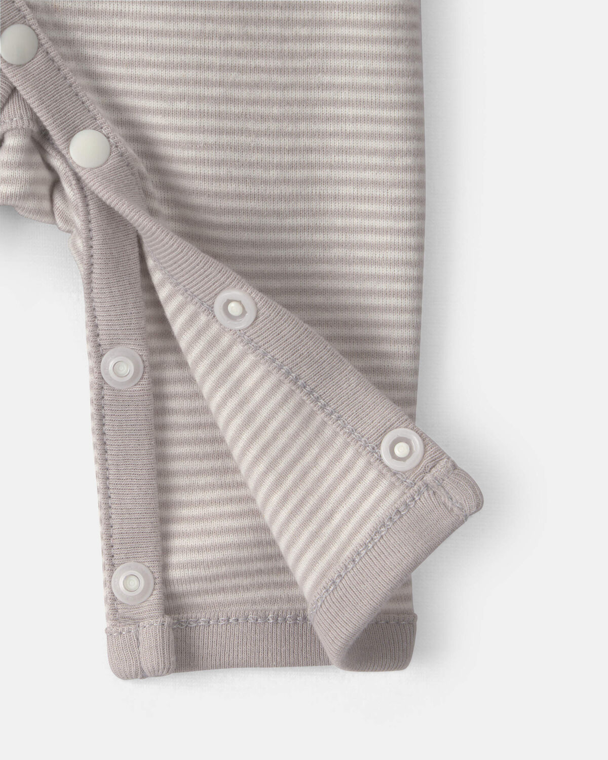 Baby Striped 100% Cotton Sleep & Play Pajama - Grey - Image 3