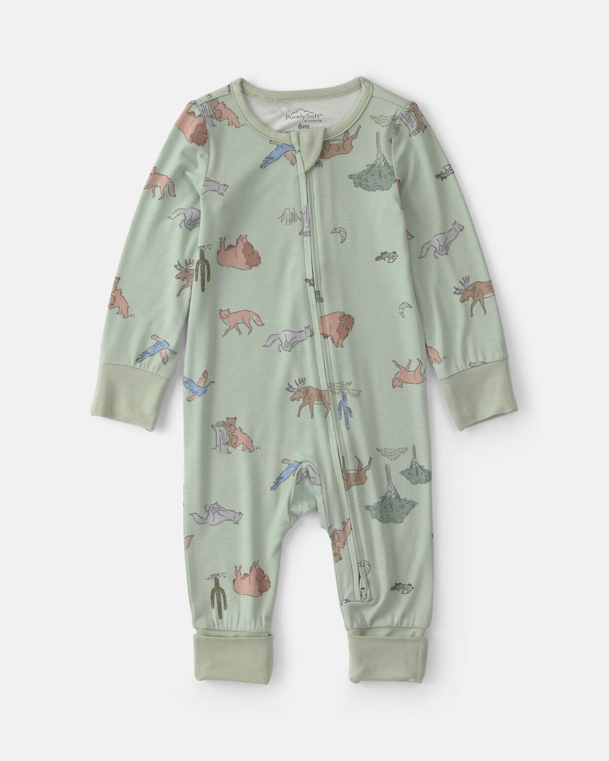 Baby Boy Desert PurelySoft™ 2-Way Zip Sleep & Play Pajamas - Green