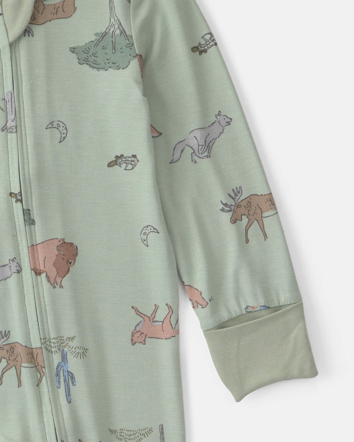 Baby Boy Desert PurelySoft™ 2-Way Zip Sleep & Play Pajamas - Green - Image 3