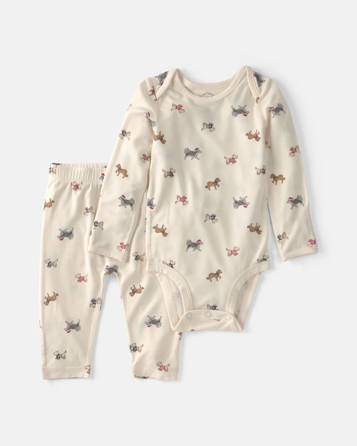 Baby 2-Piece Dog PurelySoft™ Long-Sleeve Bodysuit & Pant Set - Cream
