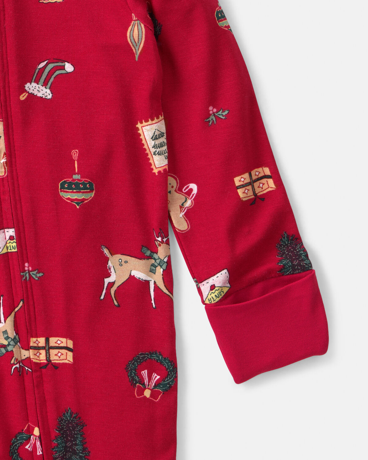 Baby Christmas PurelySoft™ 2-Way Zip Sleep & Play Pajamas - Red - Image 3