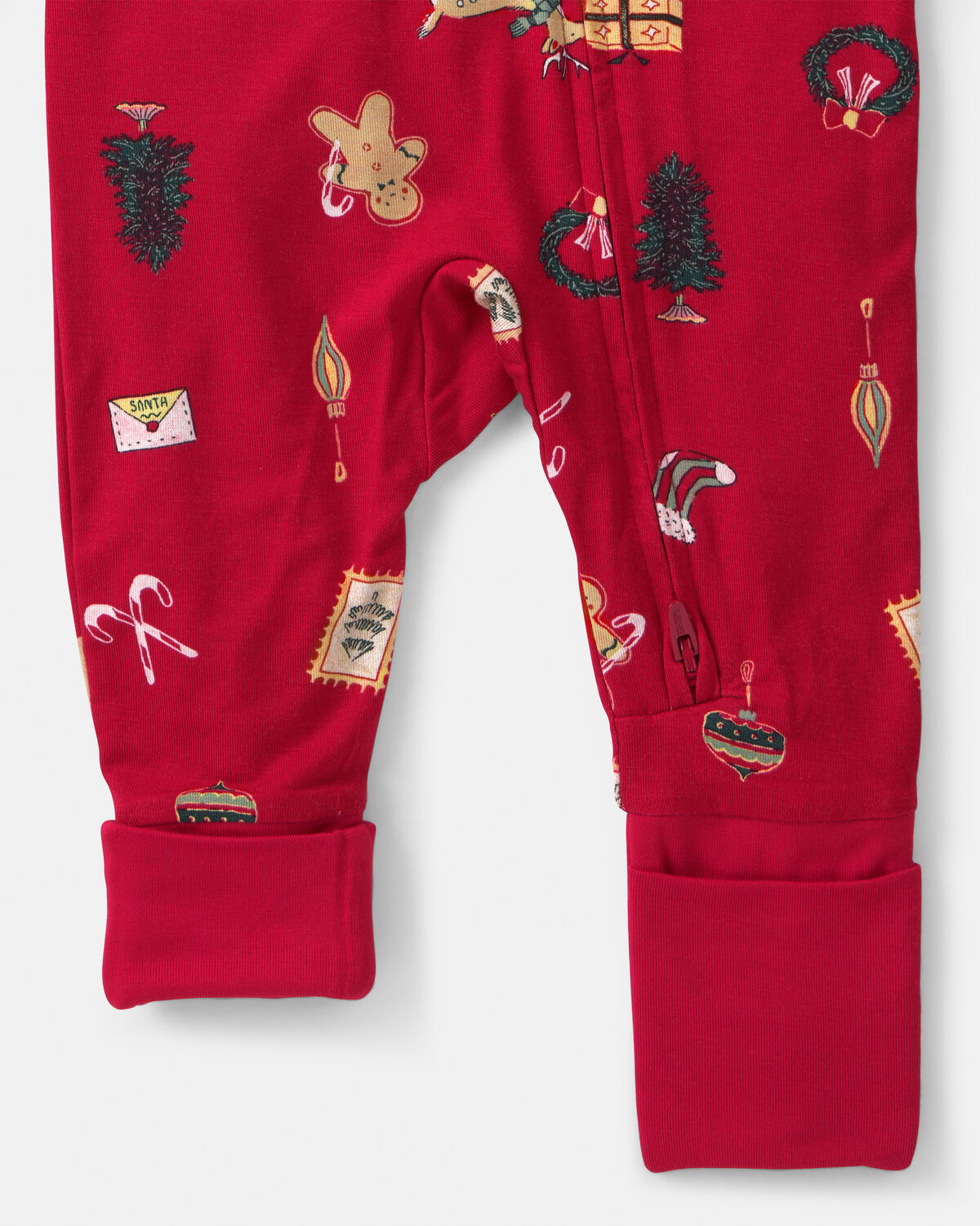 Baby Christmas PurelySoft™ 2-Way Zip Sleep & Play Pajamas - Red - Image 4