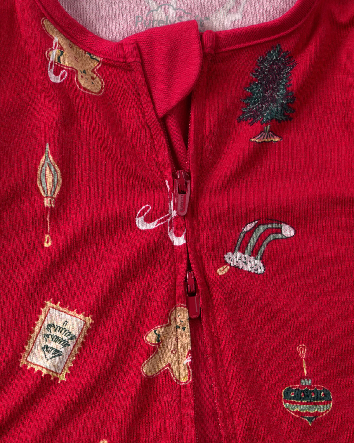 Baby Christmas PurelySoft™ 2-Way Zip Sleep & Play Pajamas - Red - Image 5