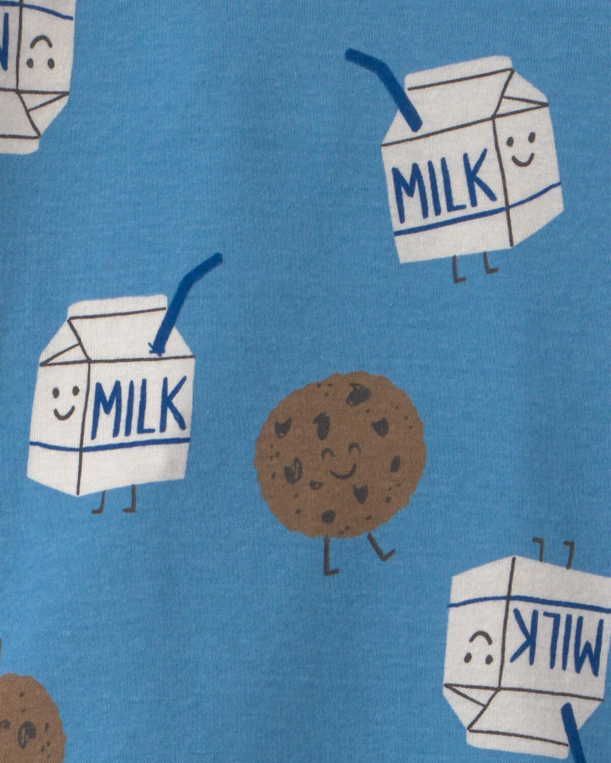 Baby Boy 4-Piece Milk & Cookies 100% Cotton Snug Fit Pajama Set - Blue - Image 3