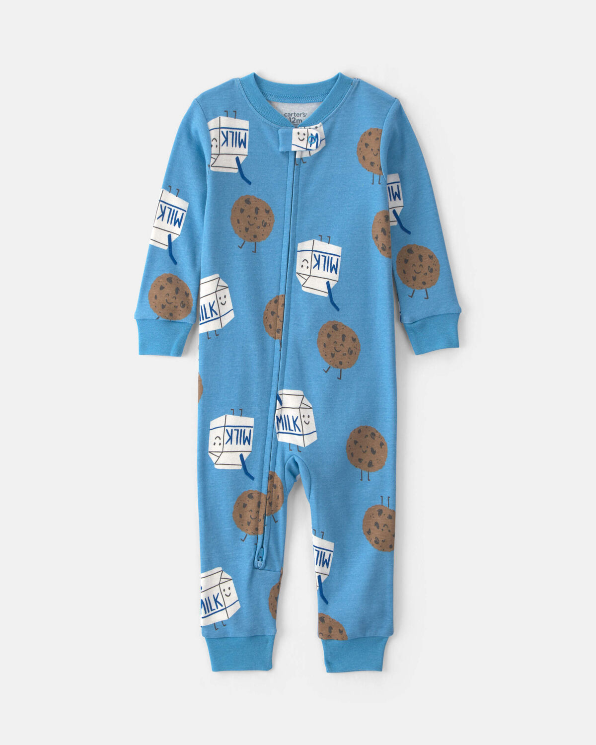Baby Boy 1-Piece Milk & Cookies 100% Cotton Pajama - Blue
