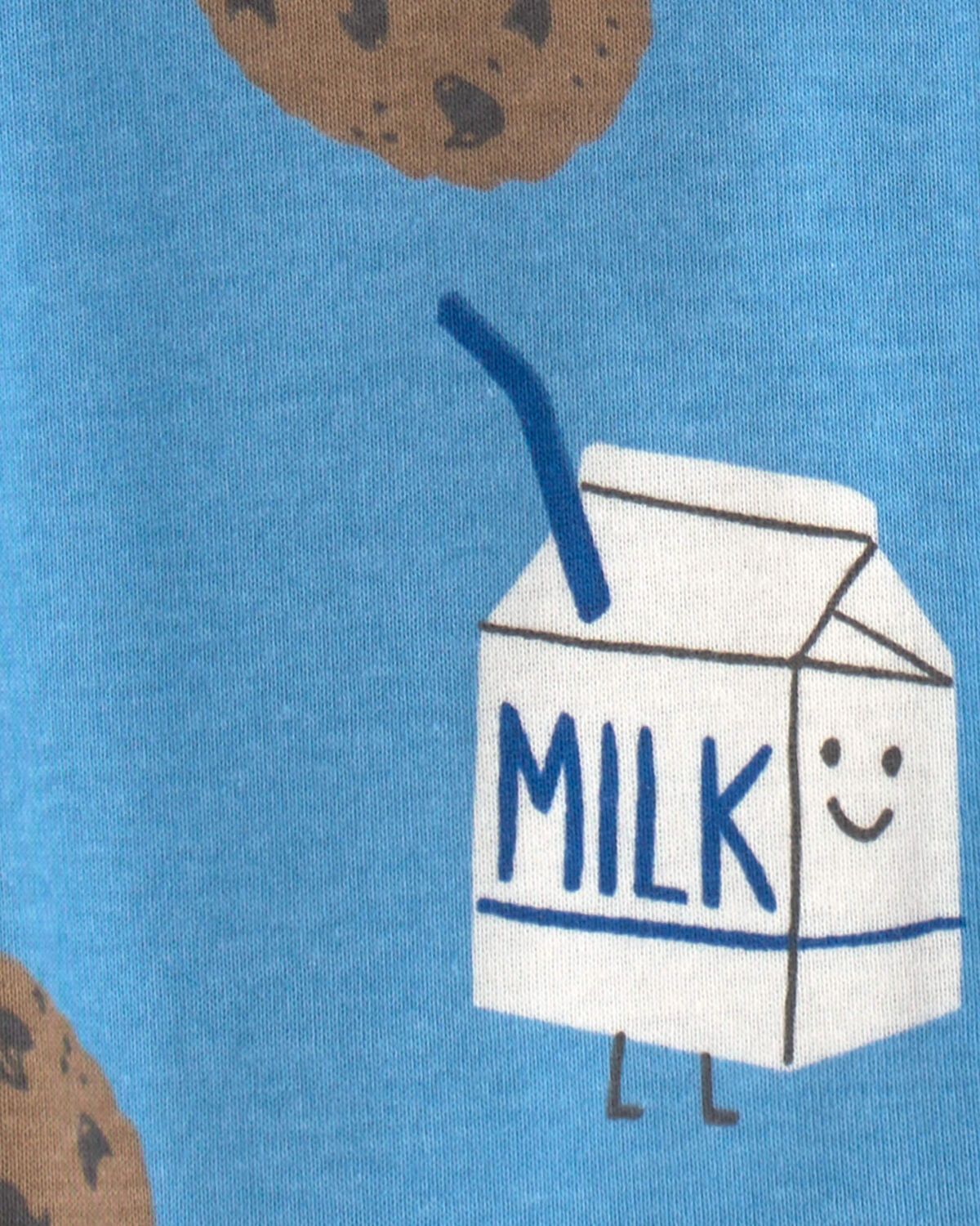 Baby Boy 1-Piece Milk & Cookies 100% Cotton Pajama - Blue - Image 4