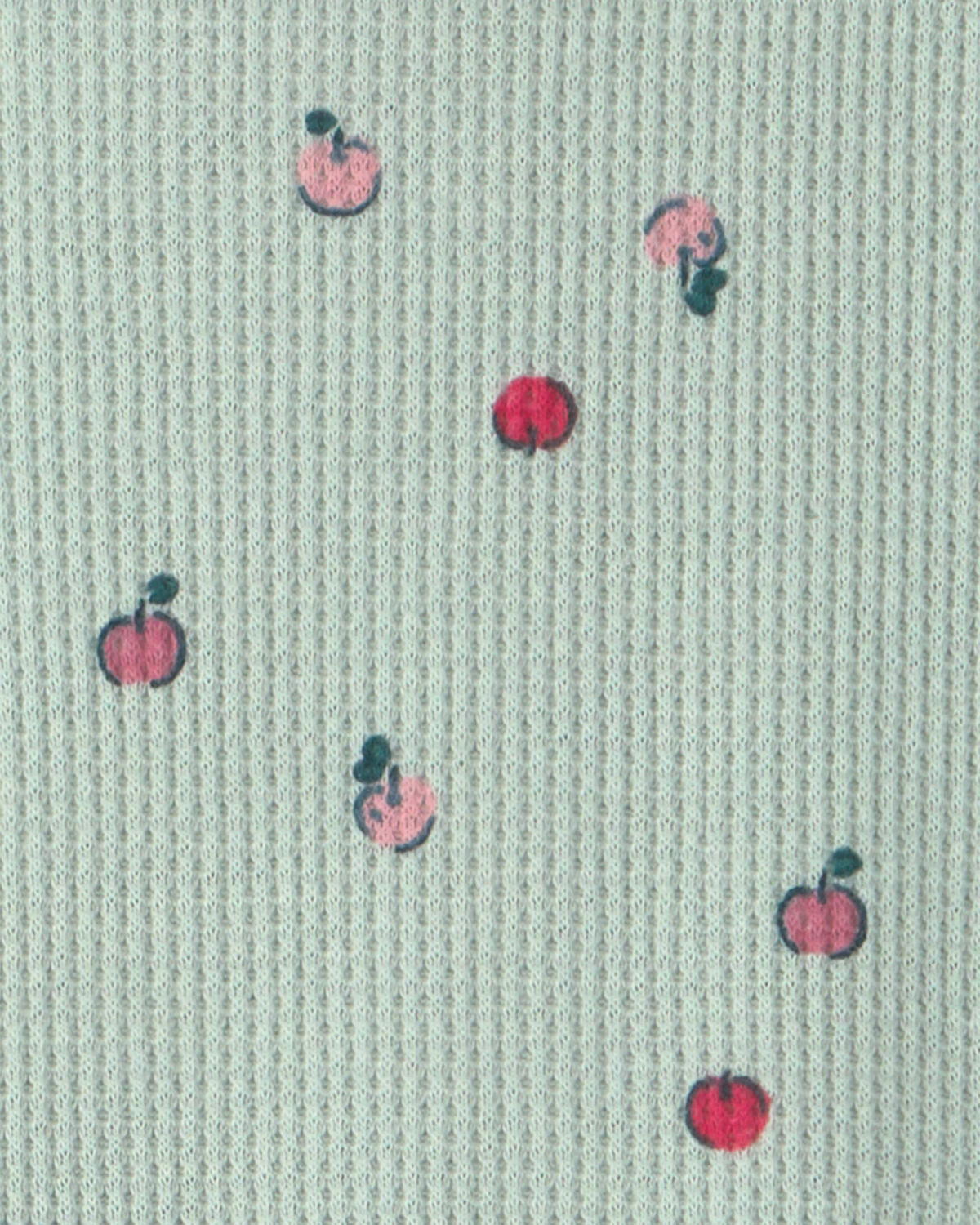Baby Girl 1-Piece Apple Thermal Waffle Knit Footed Pajama - Green - Image 5