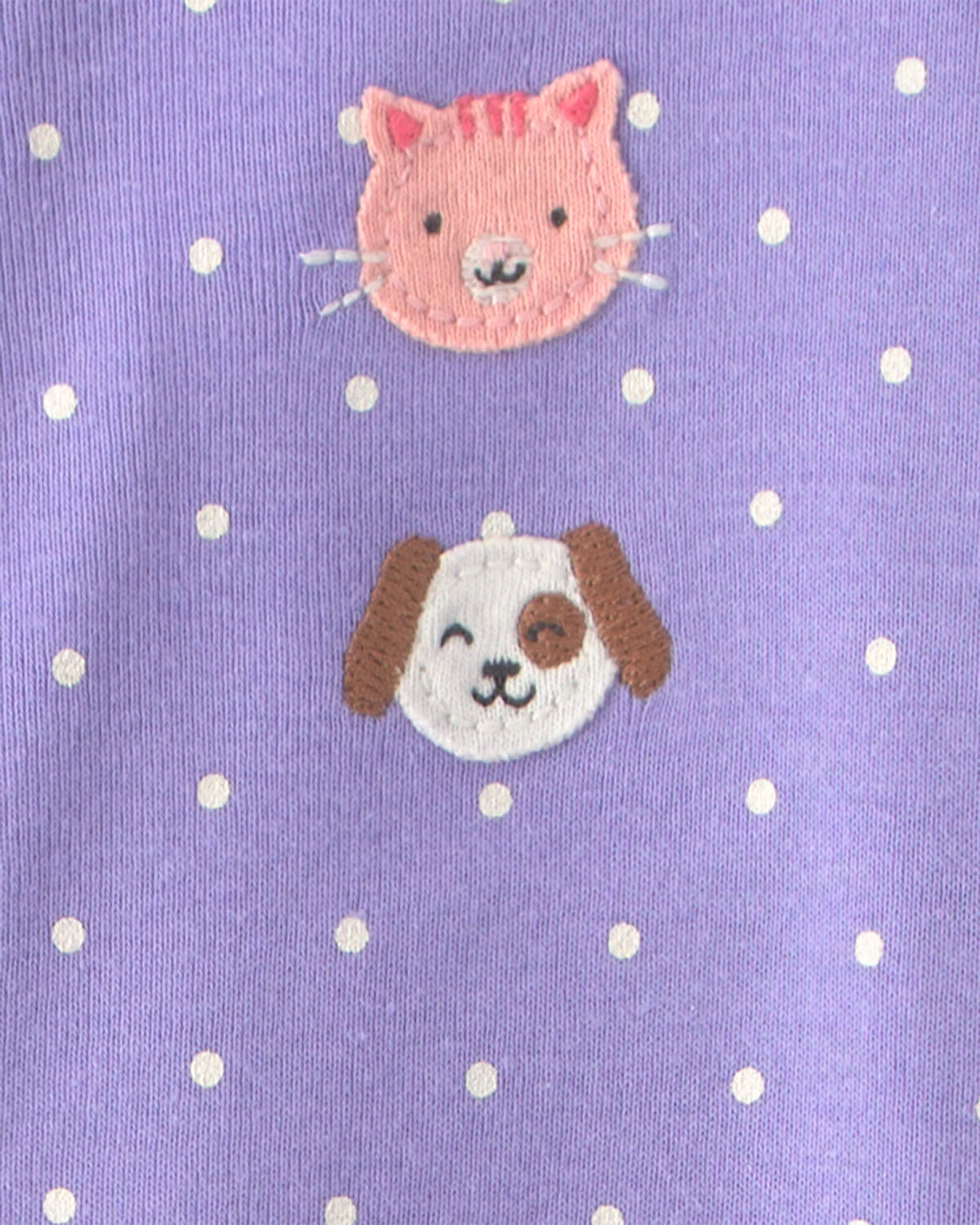 Baby Girl 1-Piece Pets 2-Way Zip 100% Cotton Snug Fit Pajama - Purple - Image 4