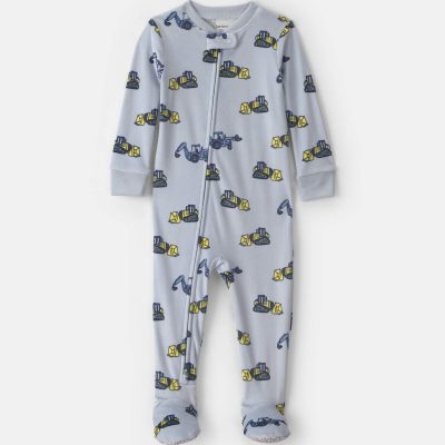 Baby Boy 1-Piece Construction 2-Way Zip DreamPlush Snug Fit Footed Pajama - Blue