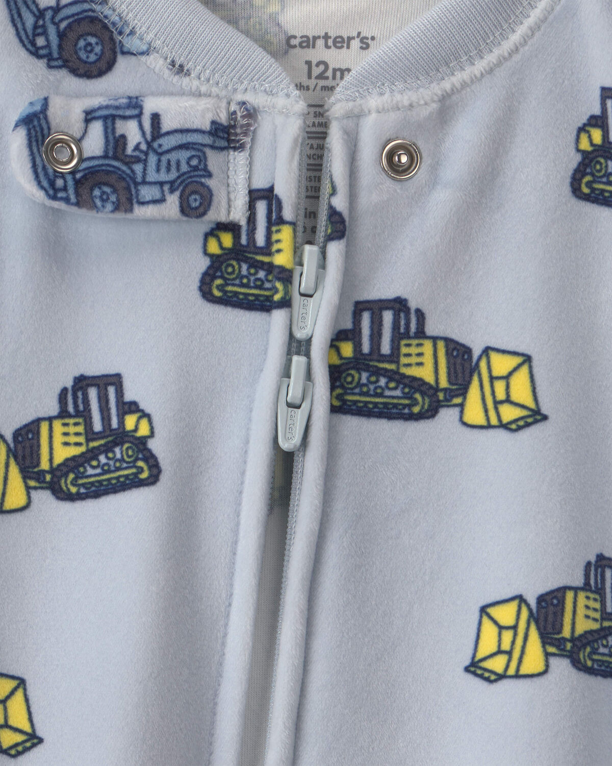 Baby Boy 1-Piece Construction 2-Way Zip DreamPlush Snug Fit Footed Pajama - Blue - Image 3