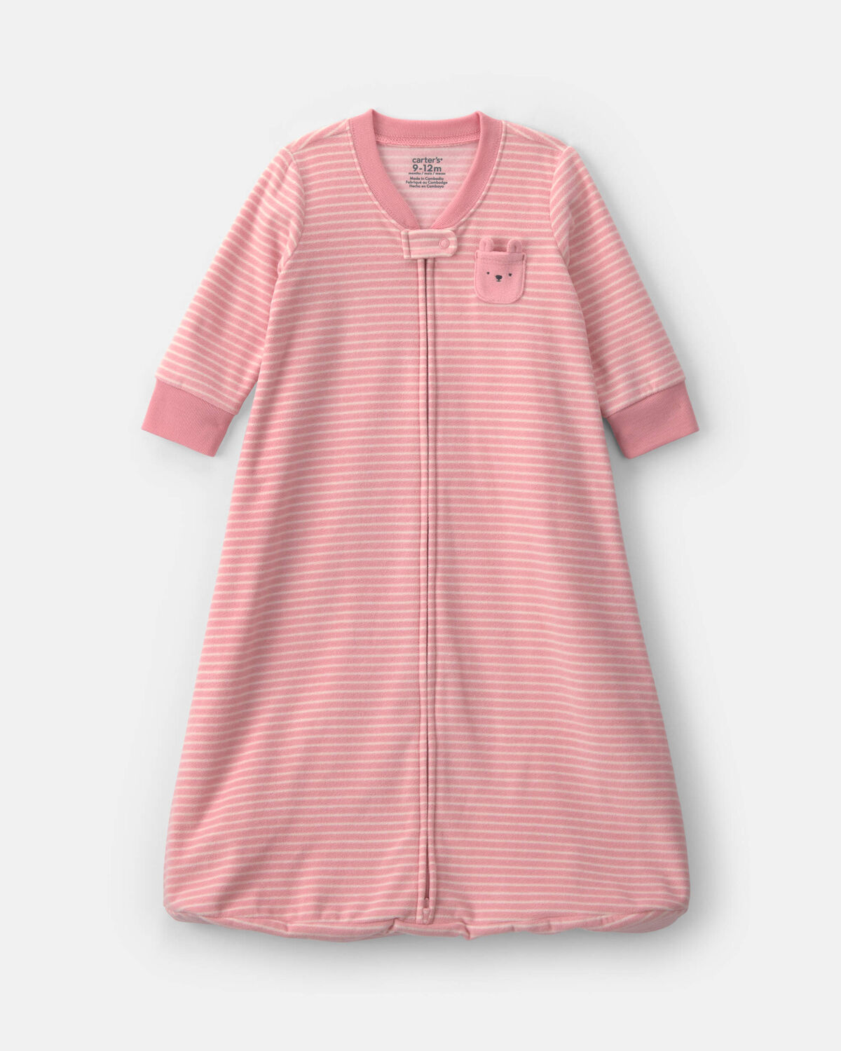 Baby Girl Striped Fleece Sleep Bag - Pink