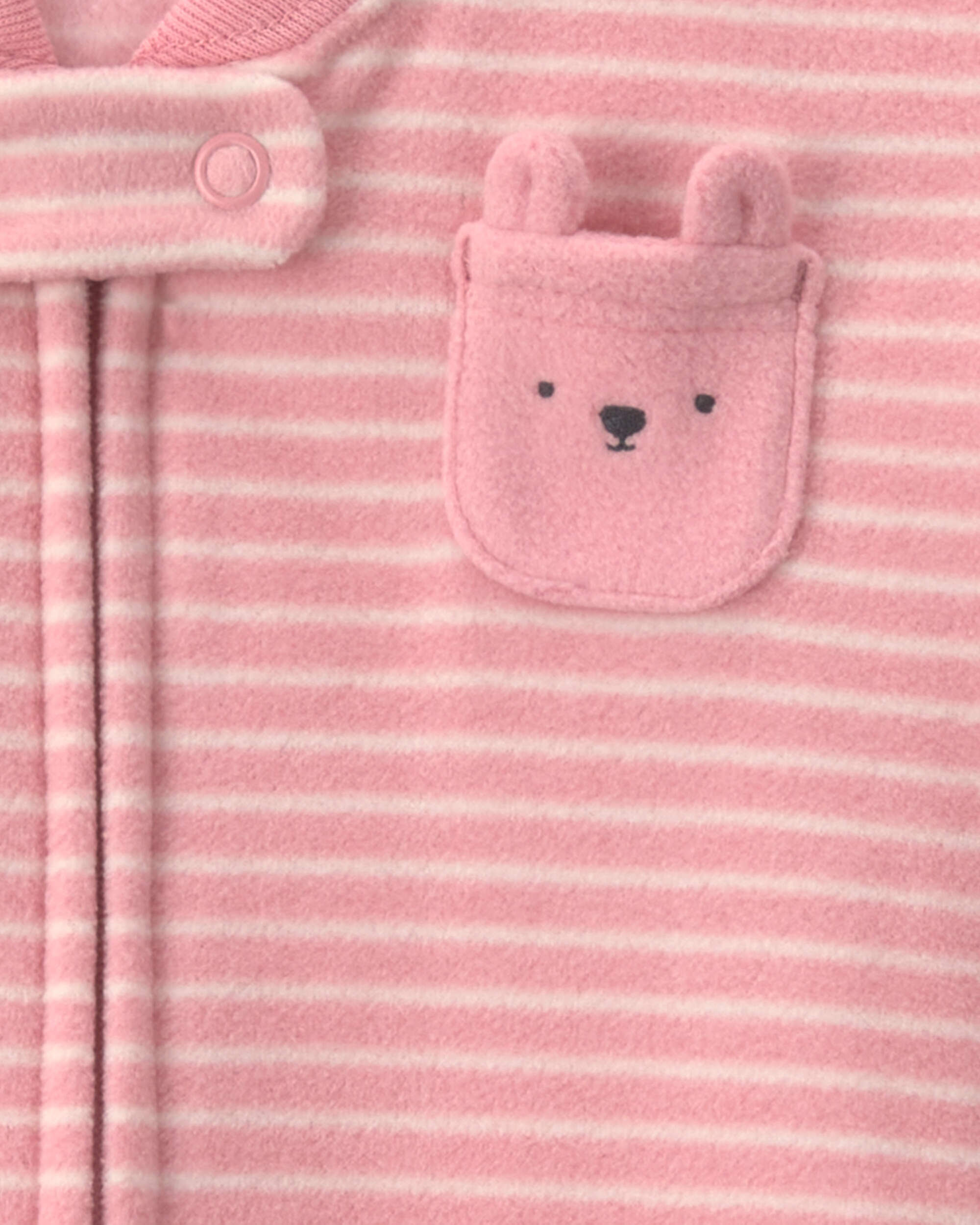 Baby Girl Striped Fleece Sleep Bag - Pink - Image 4