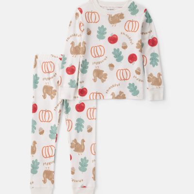 Baby 2-Piece Thanksgiving 100% Cotton Snug Fit Pajama Set - Cream