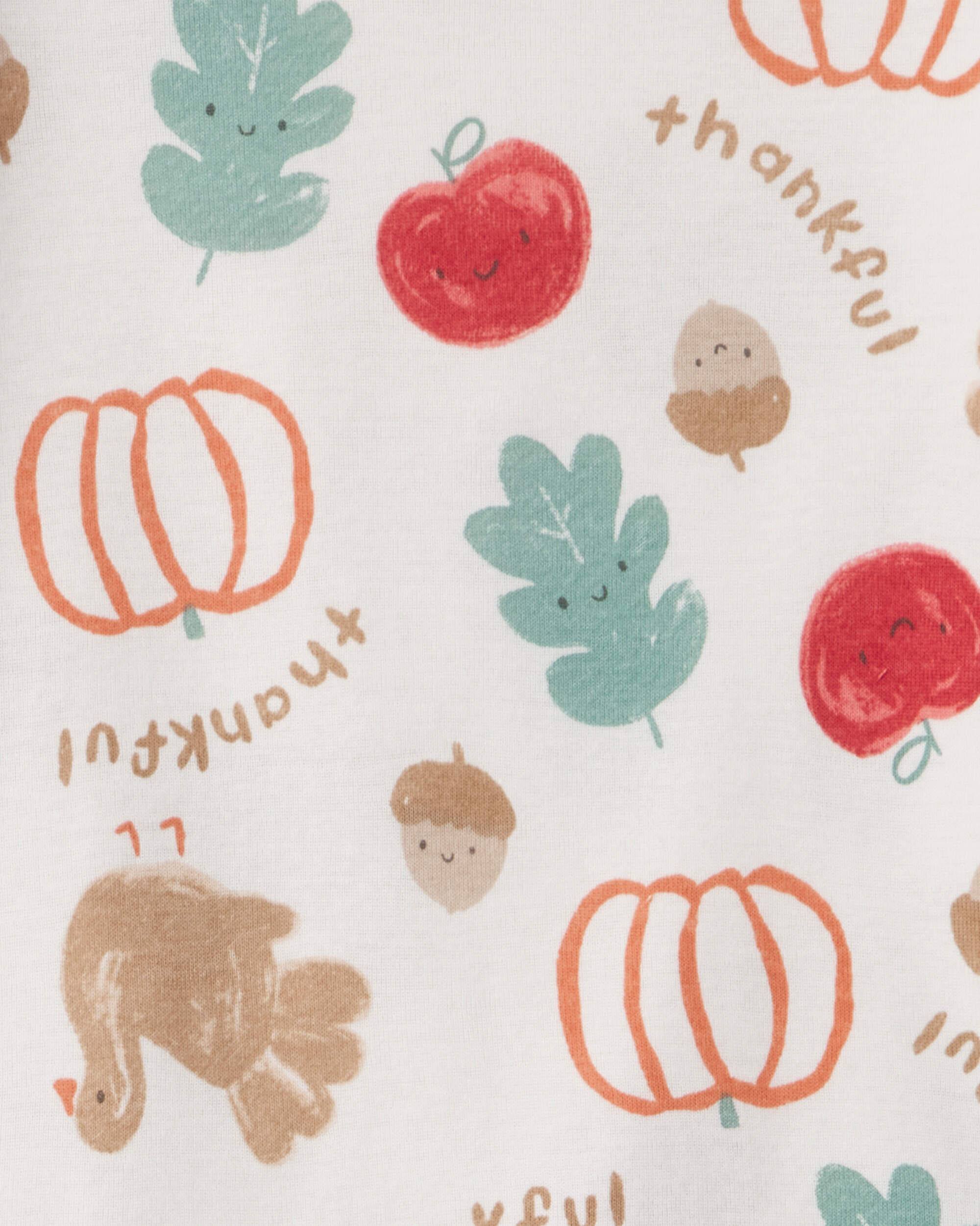 Baby 2-Piece Thanksgiving 100% Cotton Snug Fit Pajama Set - Cream - Image 4