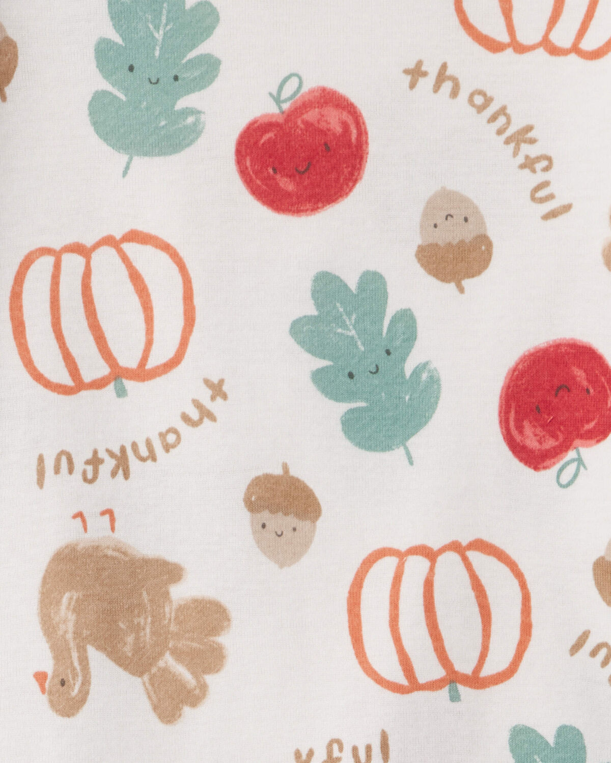 Baby 2-Piece Thanksgiving 100% Cotton Snug Fit Pajama Set - Cream - Image 3