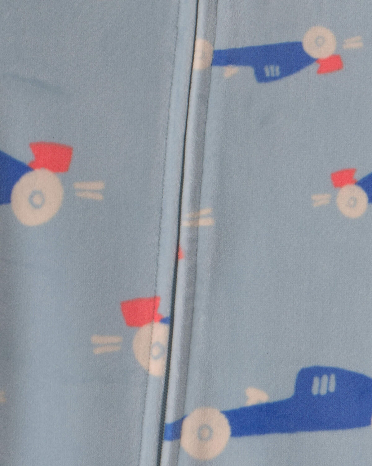 Baby Boy 1-Piece Cars 2-Way Zip DreamPlush Snug Fit Pajama - Blue - Image 4
