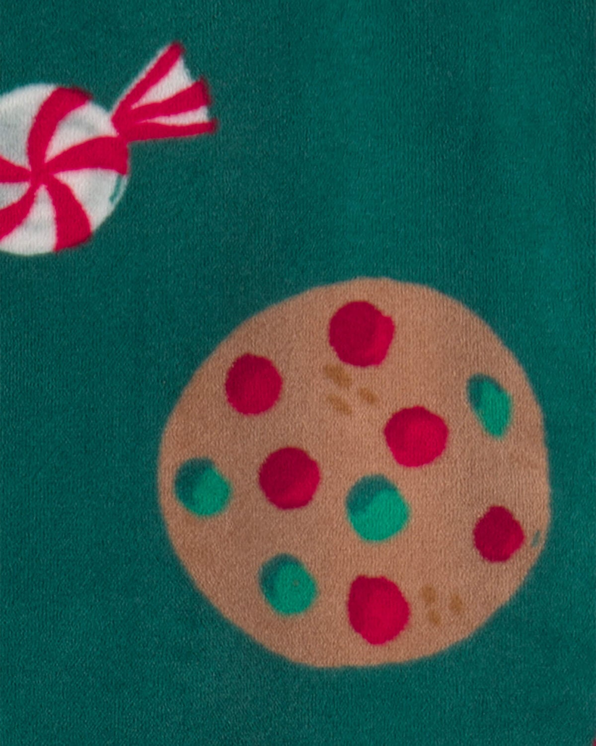 Baby 1-Piece Christmas Gingerbread 2-Way Zip DreamPlush Snug Fit Footed Pajama - Green - Image 4
