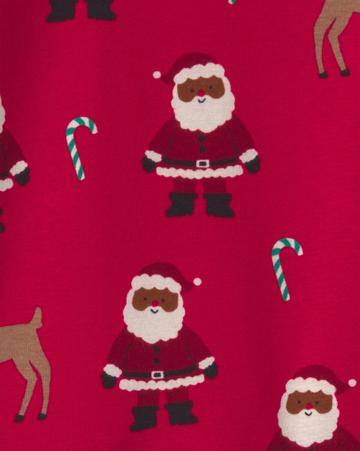 Baby 2-Piece Brown Santa Christmas 100% Cotton Snug Fit Pajama Set - Red - Image 2
